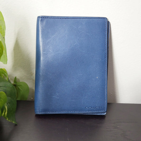JKZ22 - Coach blue leather card wallet, a little wear
