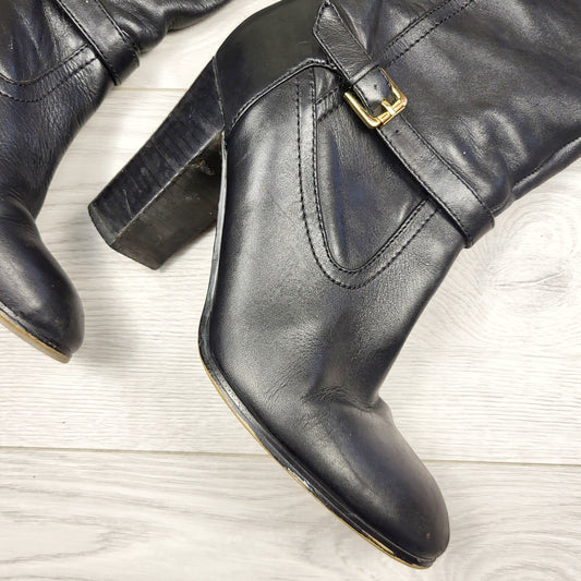 JJSS - Roberta Vianni tall black block heel leather boots. Size 8.5M