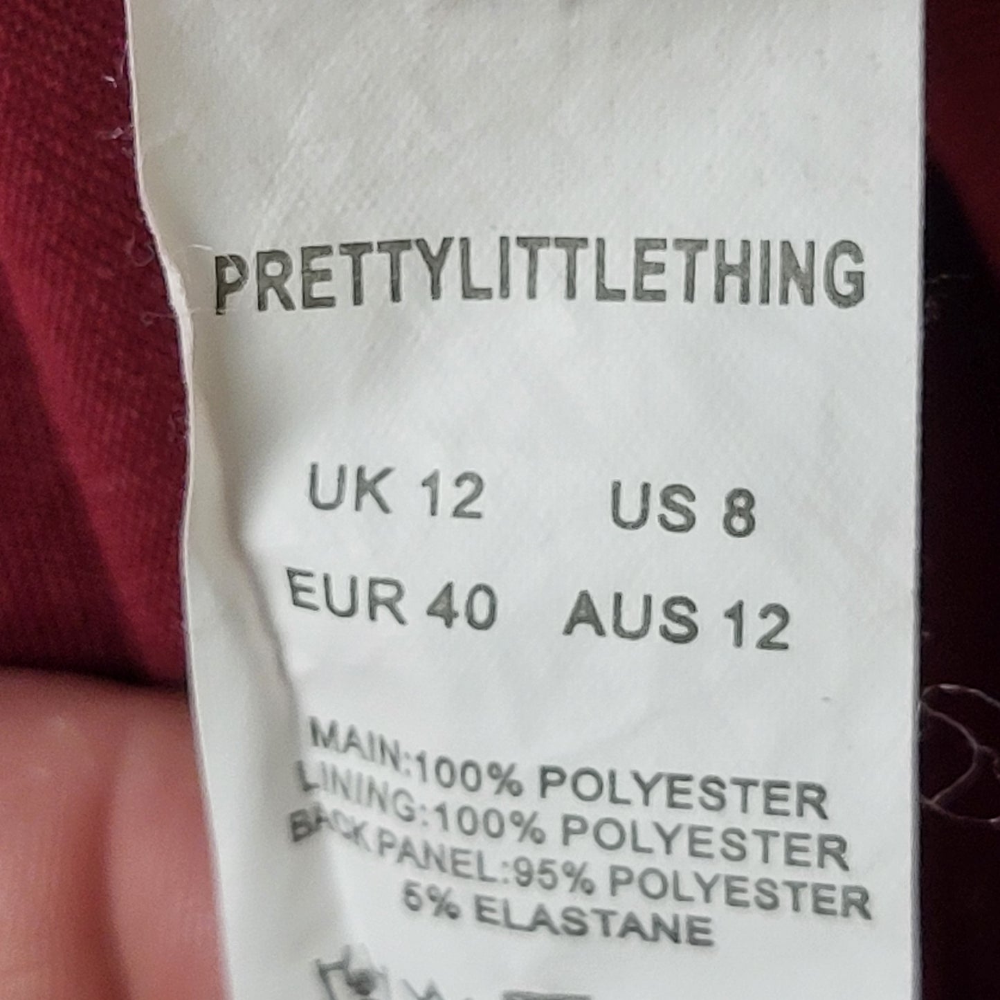 CMCRD11 - Pretty Little Thing red lacey bodycon dress. Size 8