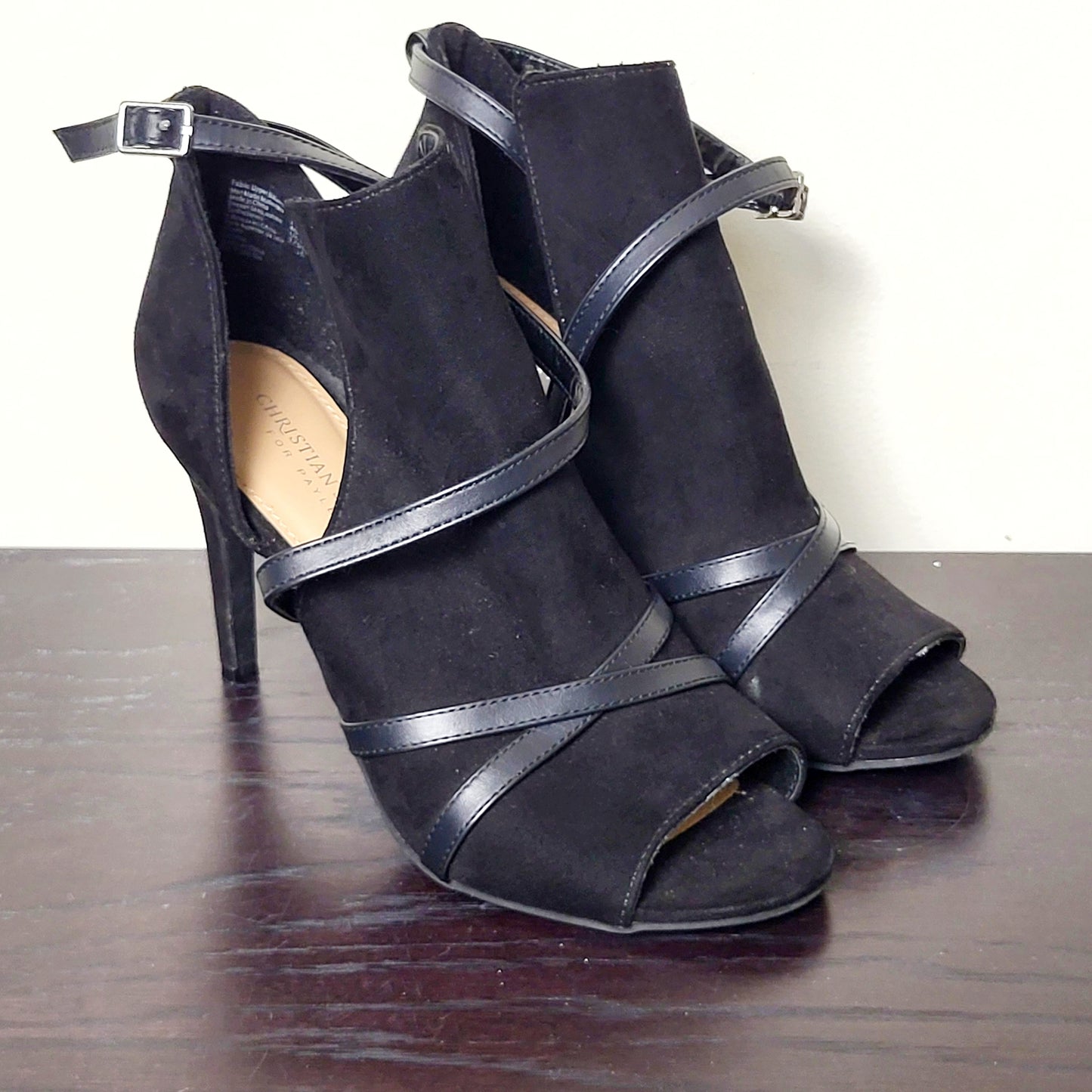 CMCRD11 - Christian Siriano Women's Imma Black Peep-Toe Stiletto heels. Size 8.5