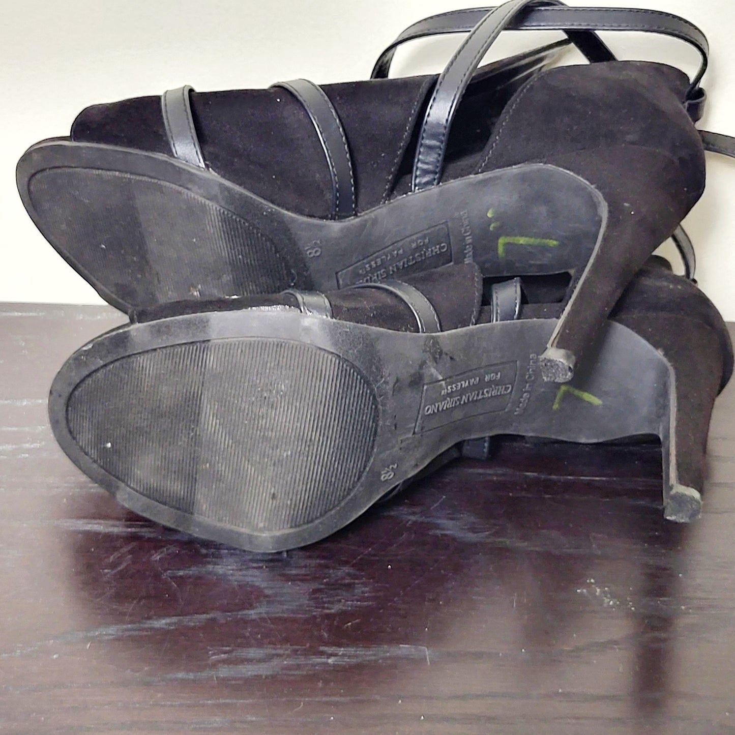 CMCRD11 - Christian Siriano Women's Imma Black Peep-Toe Stiletto heels. Size 8.5