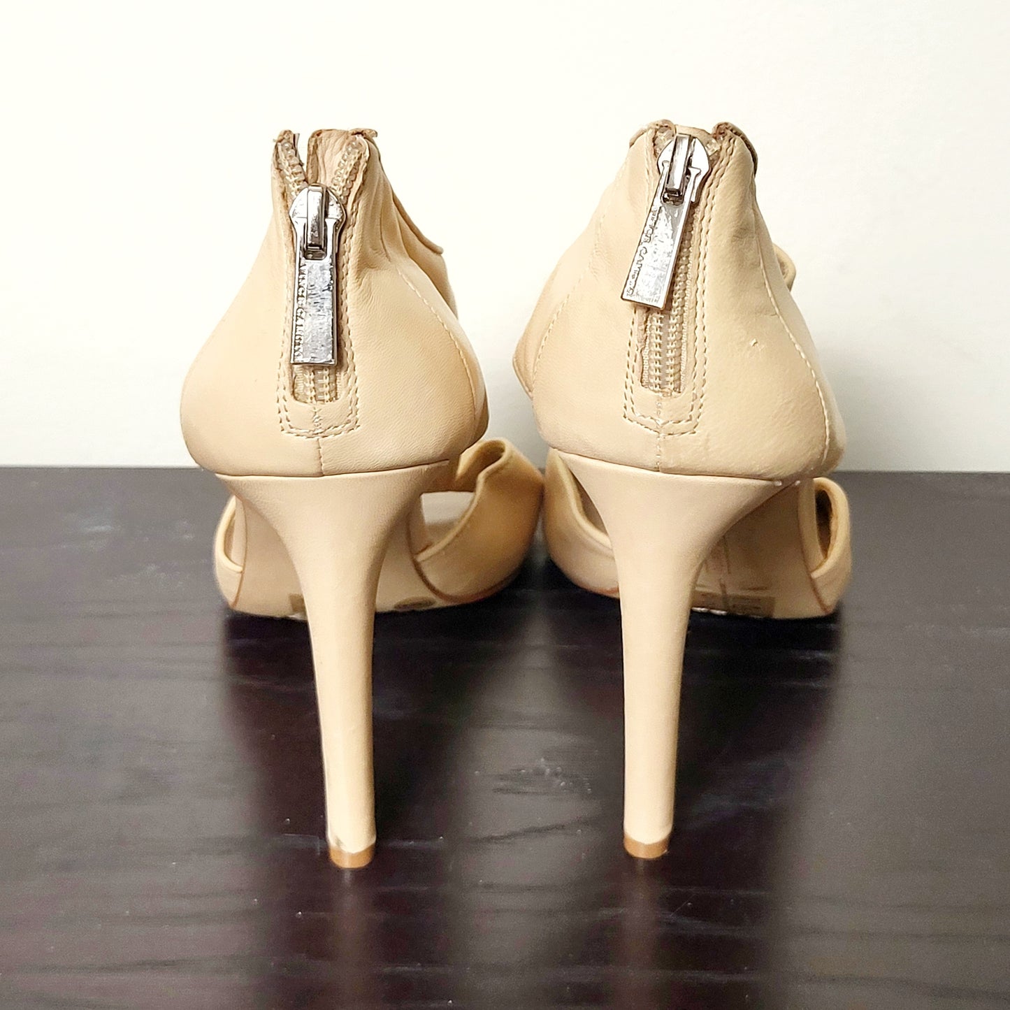 CMCRD11 - Vince Camuto beige cut out style stiletto heels. Size 10M
