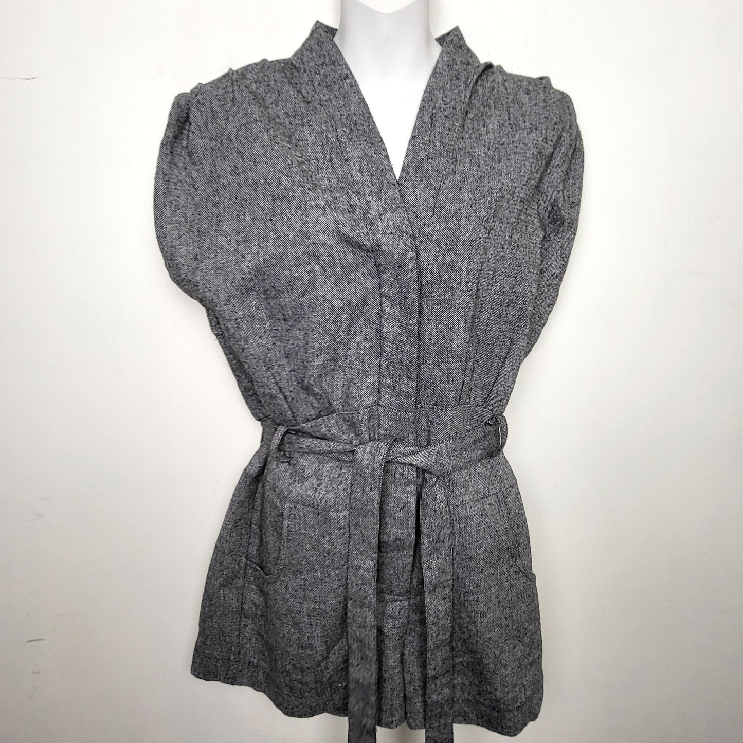 CMCRD2 - Collective Clothing grey tweedy belted v-neck romper. Size large