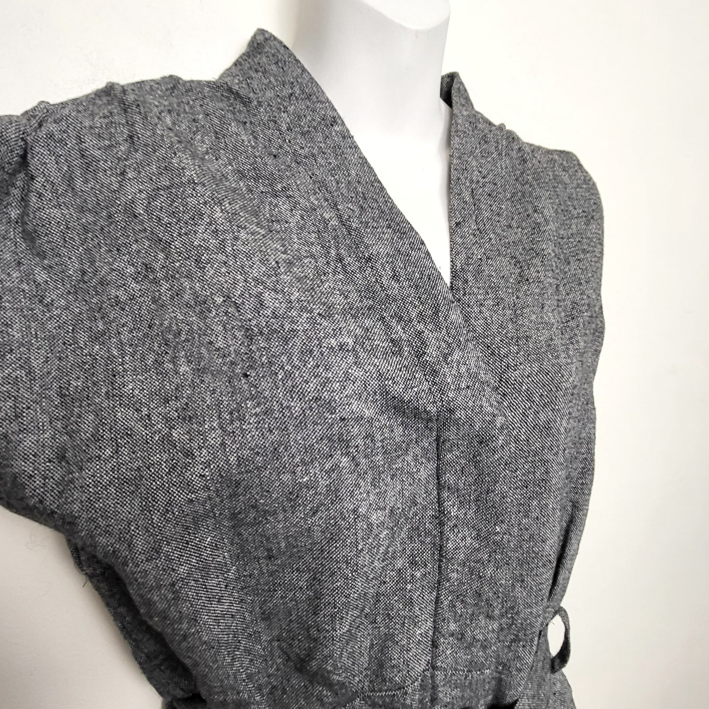 CMCRD2 - Collective Clothing grey tweedy belted v-neck romper. Size large