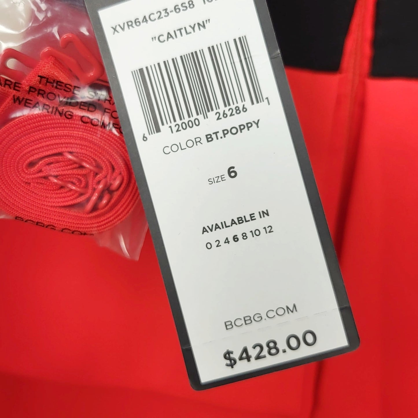 AMHU1 - BCBG MaxAzria Caylan strapless midi dress in poppy red. Size 6