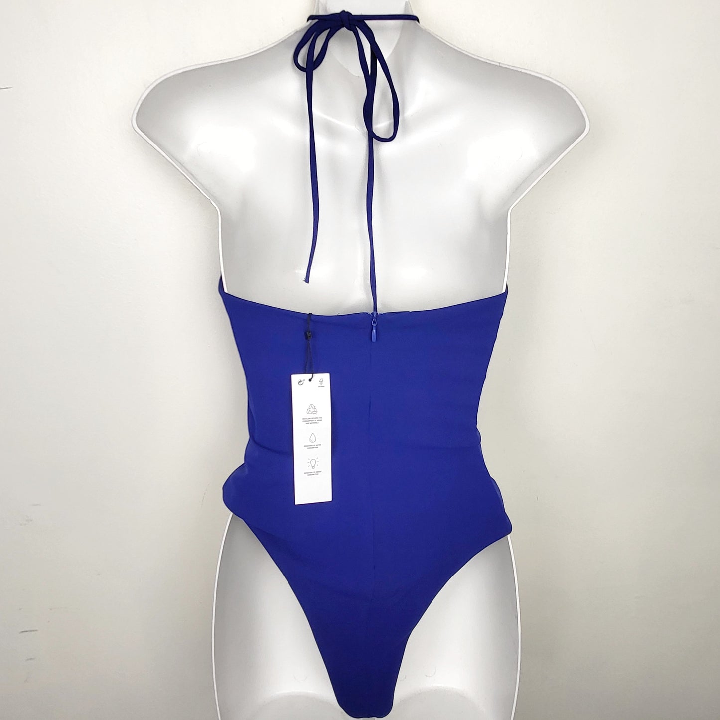JKZ2 - NEW - ZARA 3D Floral Detail Ruched Strappy Halter Zipper Closure Bodysuit. Size small