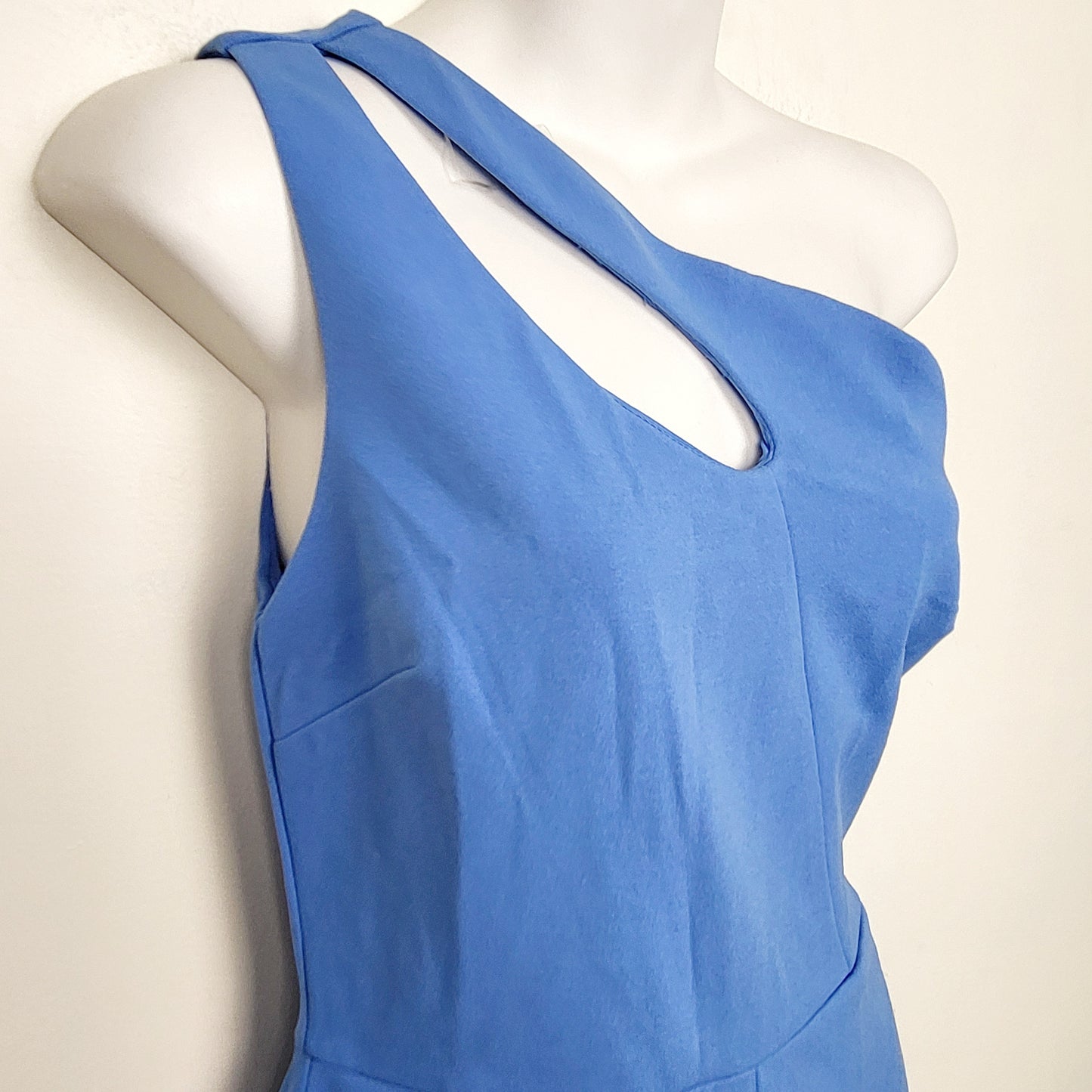 JKZ2 - Crystal Sky blue one shoulder romper. Size small