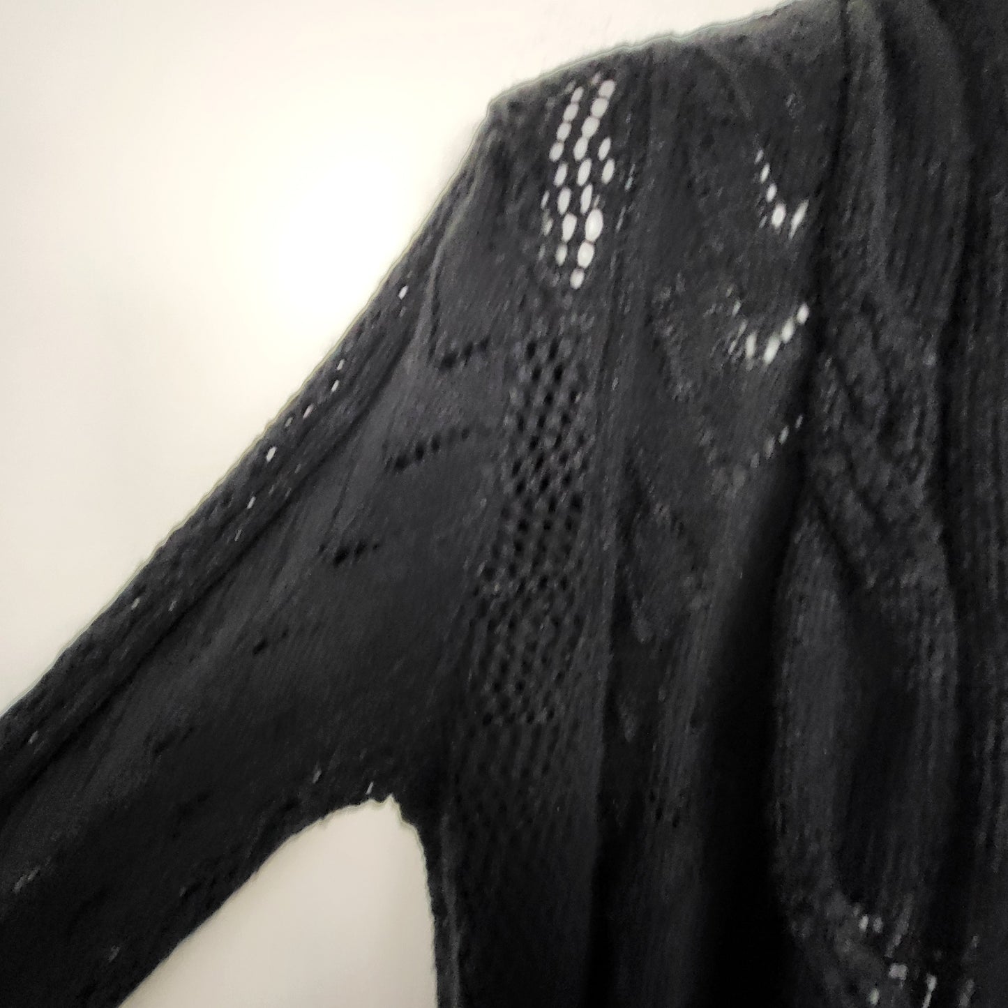 MHCK1 - Rickis Revolution black loose knit open cardigan sweater. Size XL