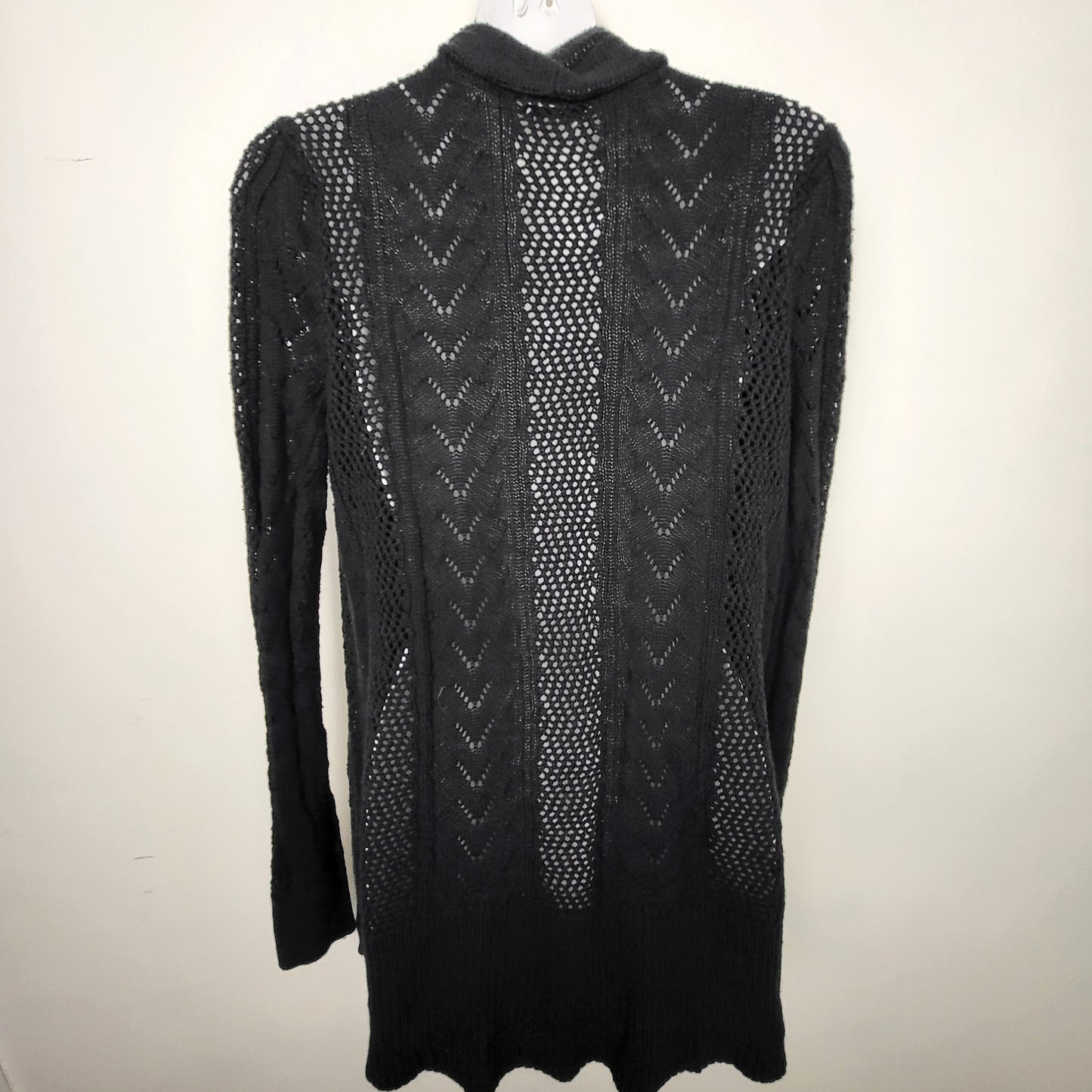 MHCK1 - Rickis Revolution black loose knit open cardigan sweater. Size XL
