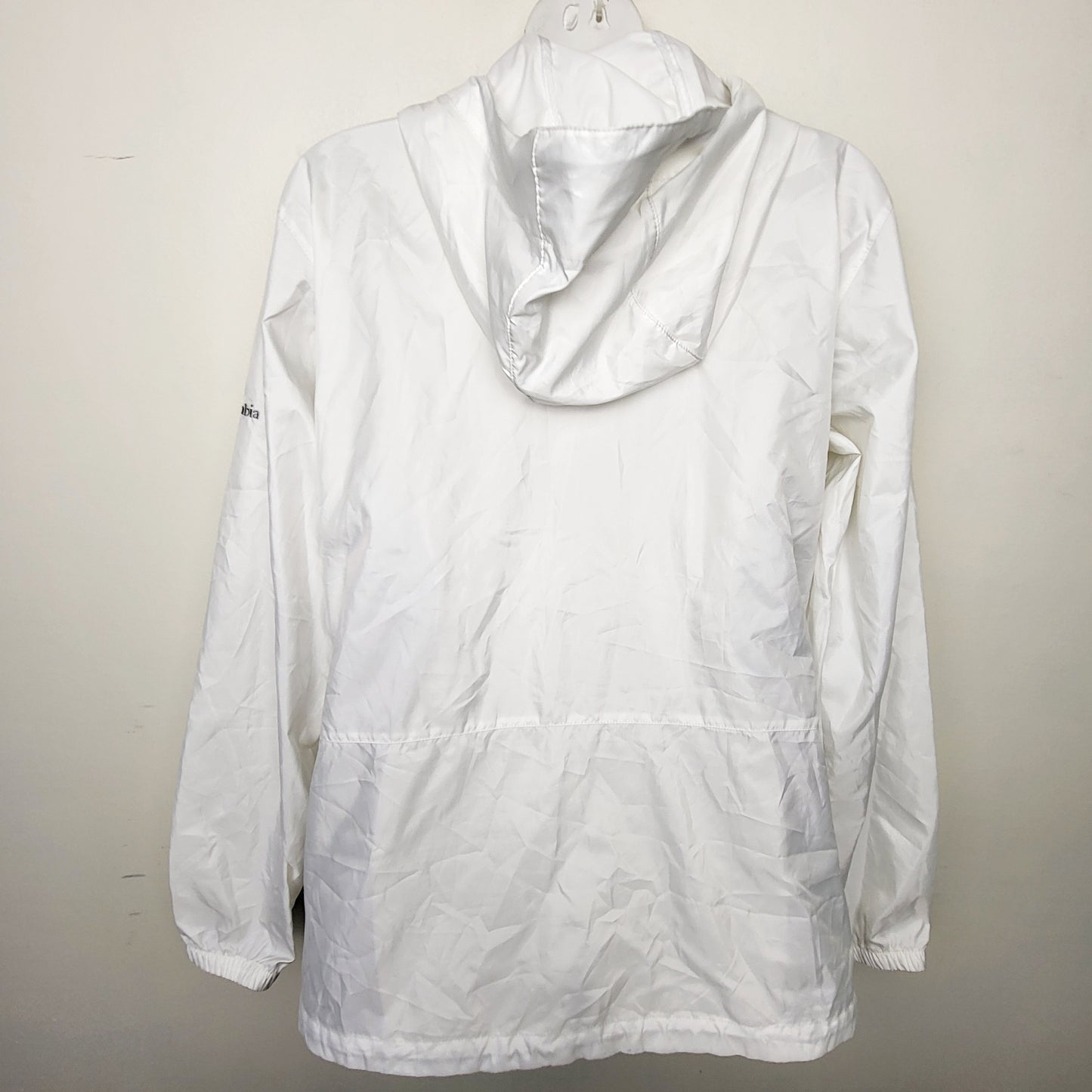 MFAIR1 - Columbia white lightweight hooded windbreaker rain jacket. Size large