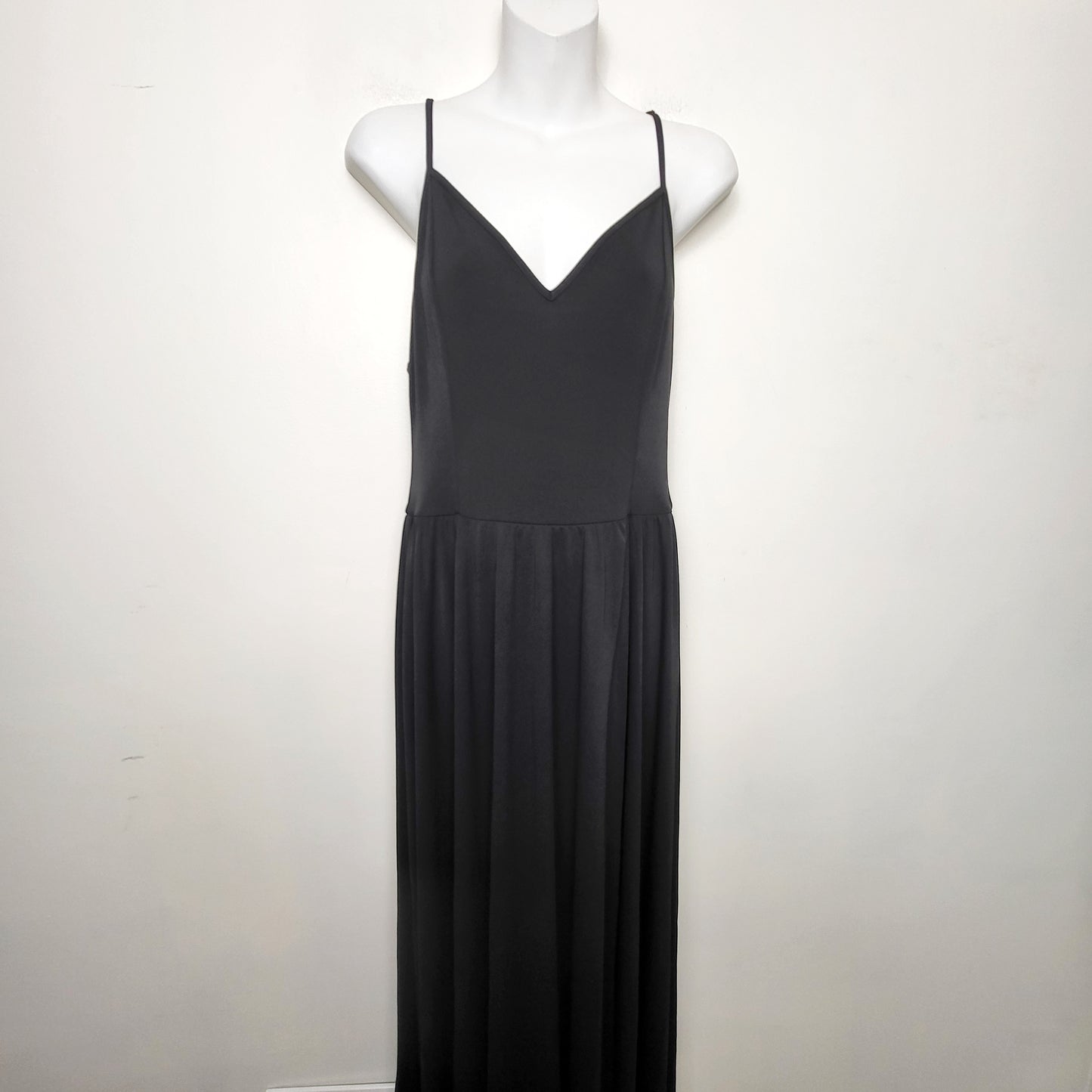KLJ1 - H and M black spaghetti strap maxi dress. Size 16