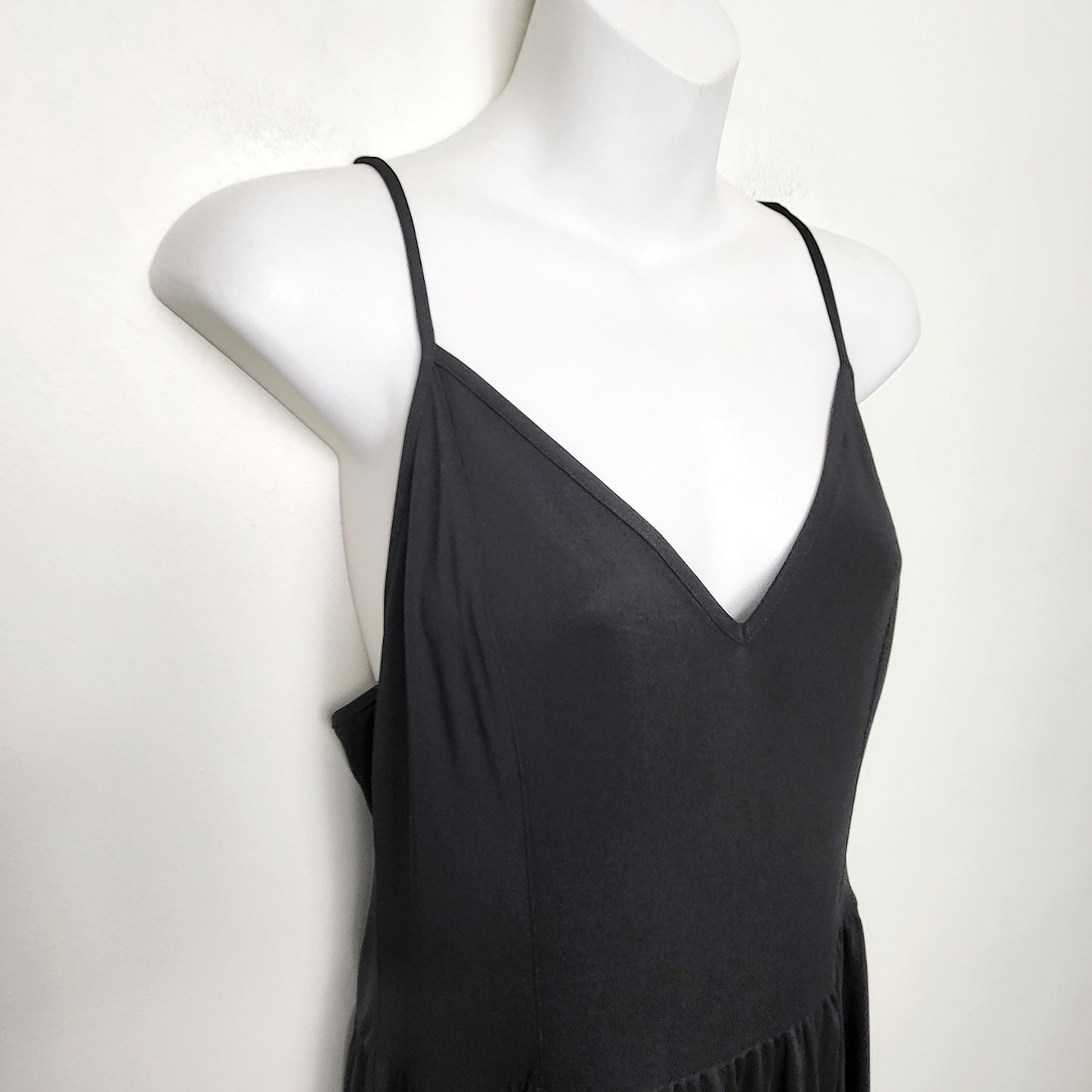 KLJ1 - H and M black spaghetti strap maxi dress. Size 16