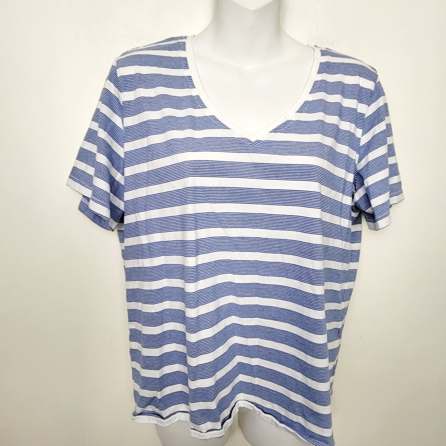 KLJ1 - Carroll Reed blue striped loose fit t-shirt. Size XL