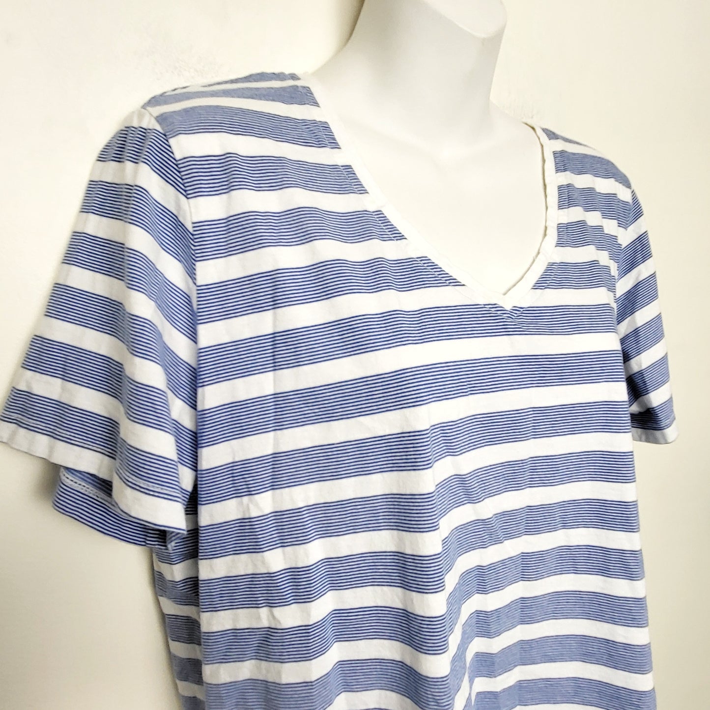 KLJ1 - Carroll Reed blue striped loose fit t-shirt. Size XL
