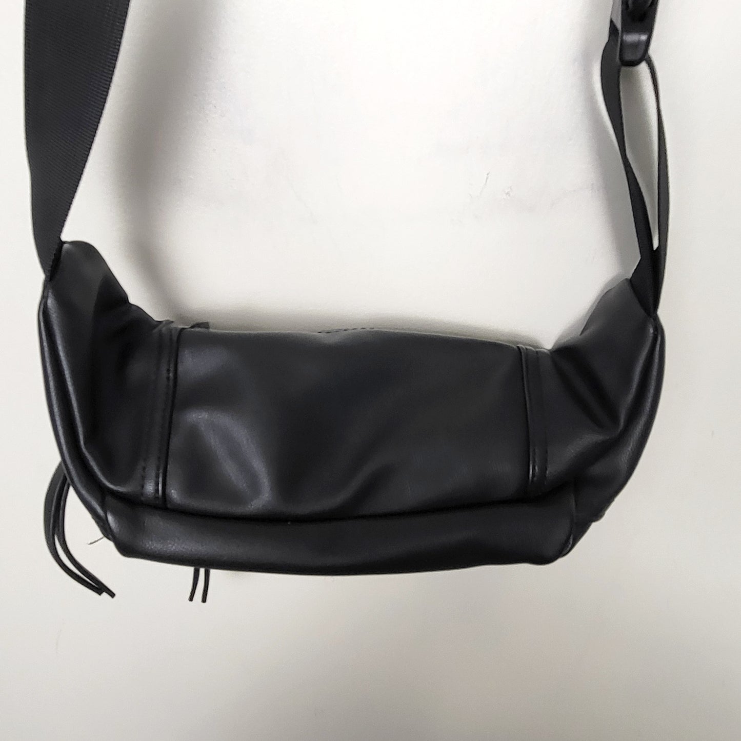 BBIN1 - Black faux leather hip / waist bag.