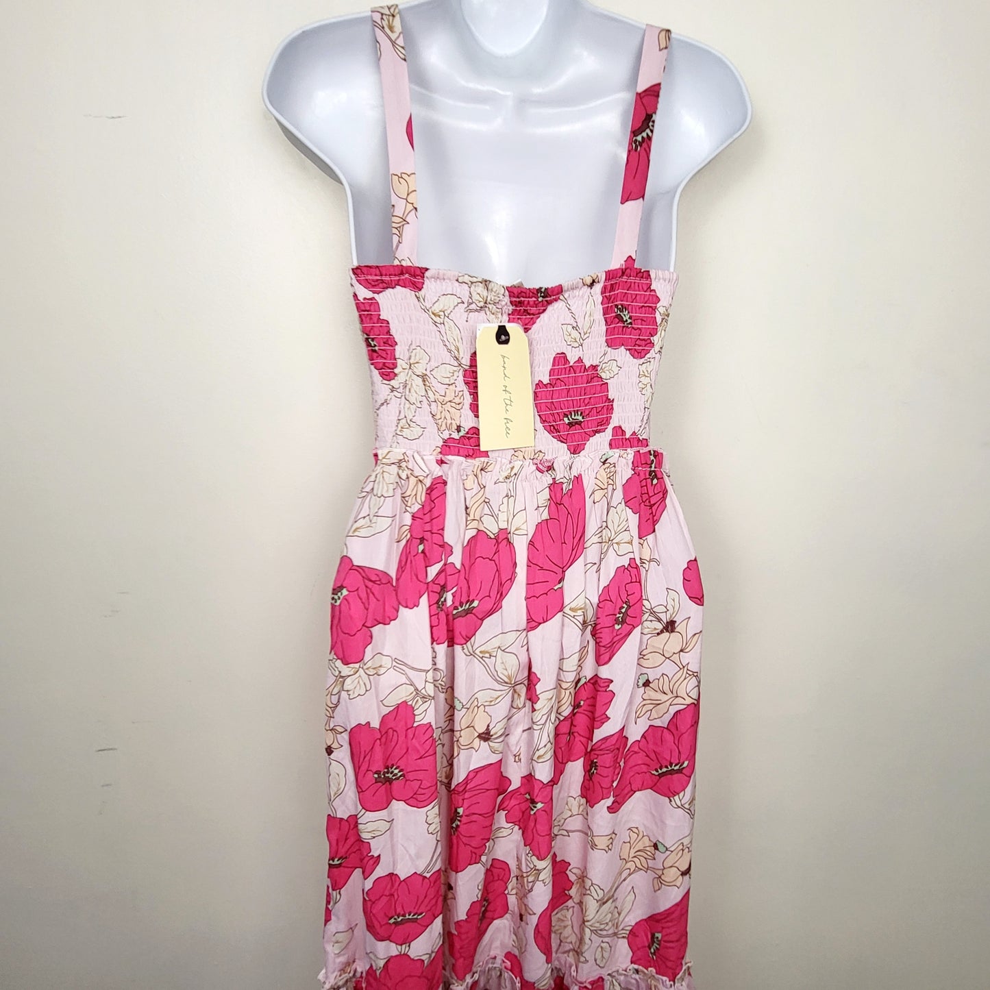 CSAL1 - NEW - Land of the Free pink floral print maxi dress. Size XS