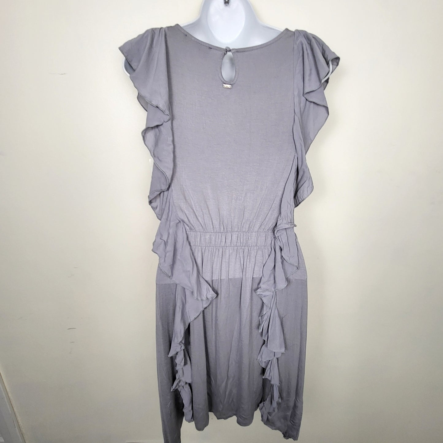CSAL1 - NEW - Dex grey rayon dress with ruffles. Size XS