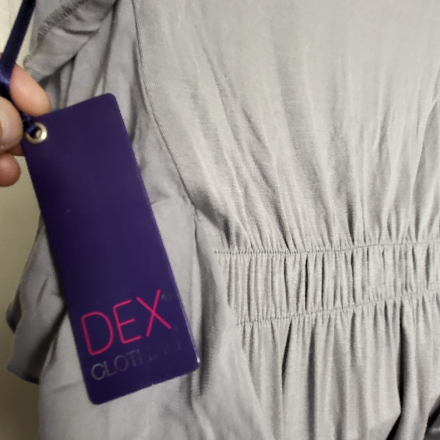 CSAL1 - NEW - Dex grey rayon dress with ruffles. Size XS