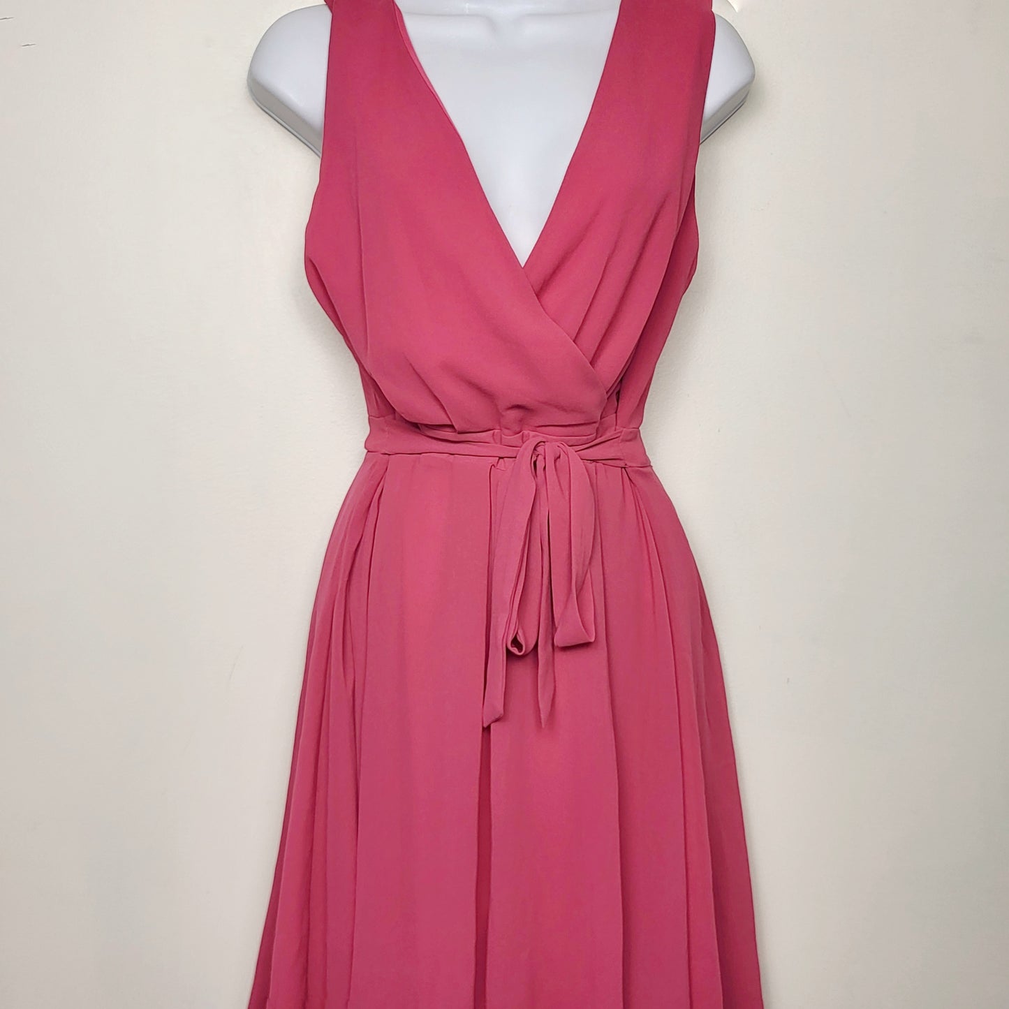 MFTZ2 - Angel Eye pink sleeveless midi dress with belt tie. Size 6