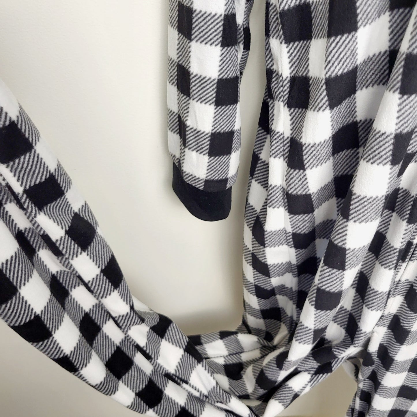 MBRS - NEW - Children's Place black and white checked hooded fleece onesie. Adult size large
