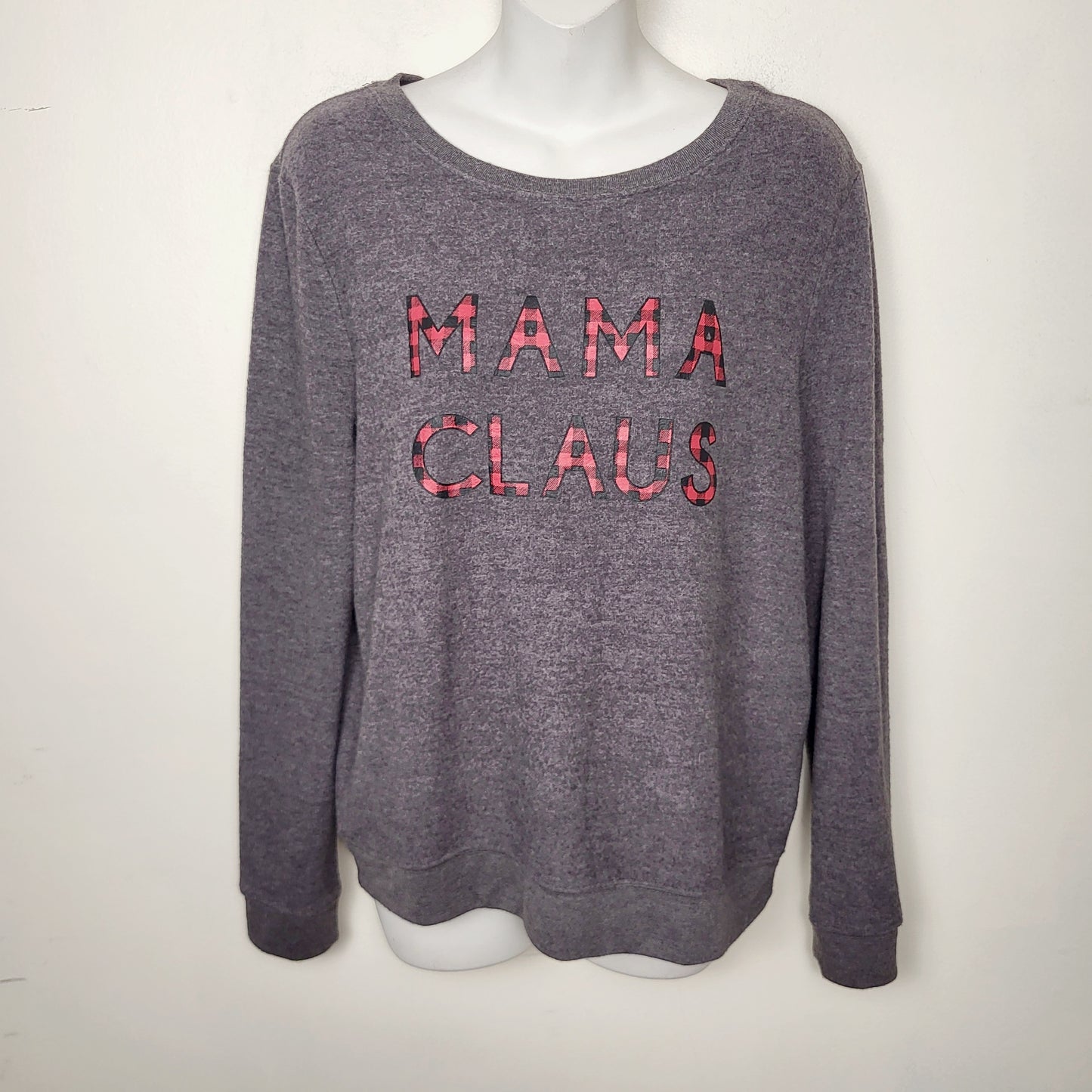 MBRS - Bootlegger grey knit "Mama Claus" pullover sweater. Size medium
