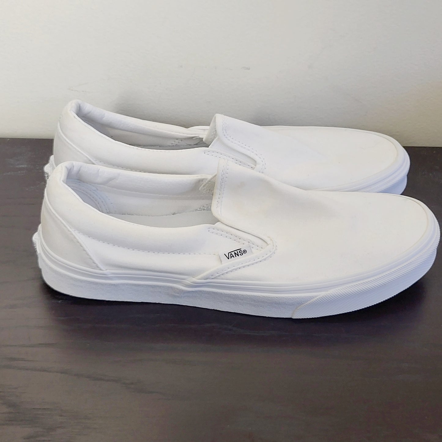 MBRS - Vans white canvas slip on shoes. Men's size 8 / Ladies size 9.5