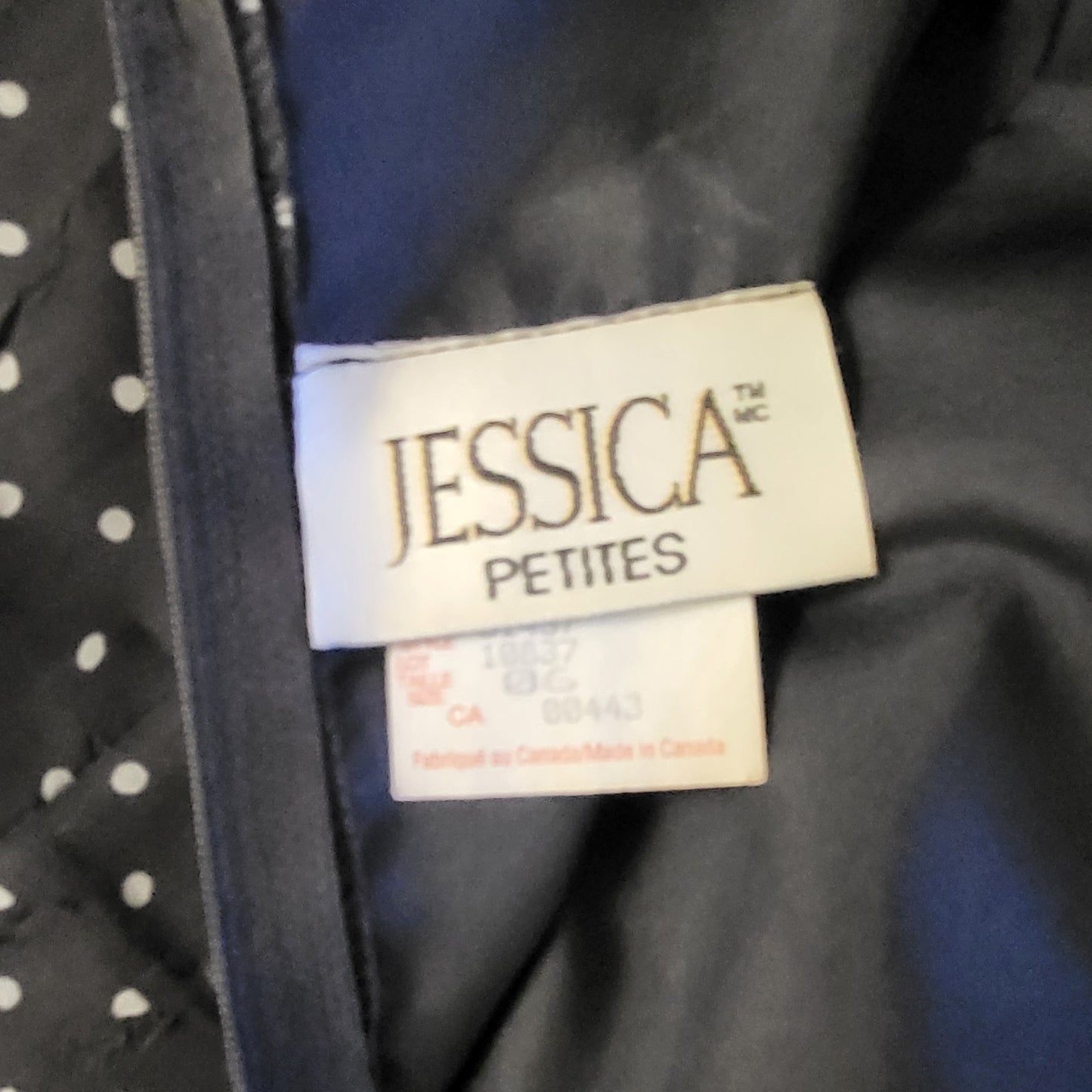 JUDR1 - Vintage black polka dot Jessica Petites dress. Size 6