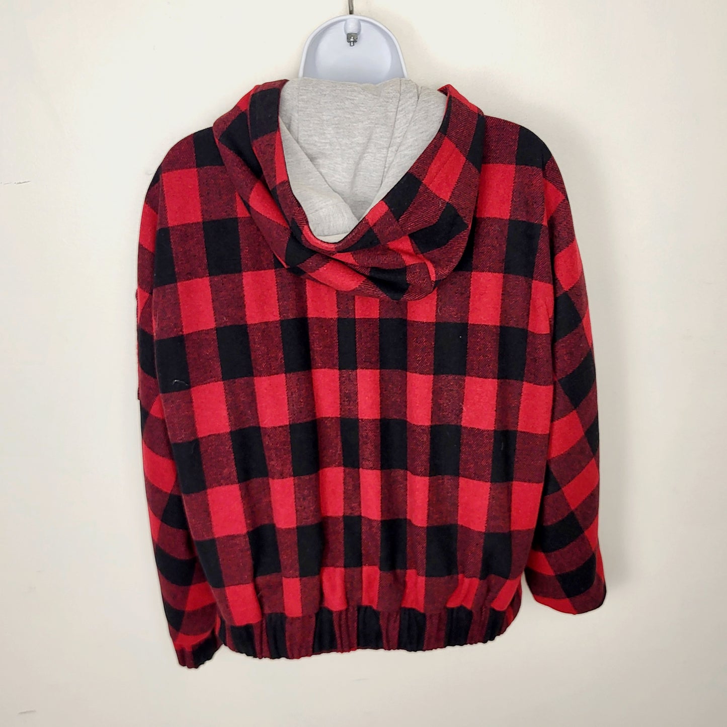 H and M buffalo plaid zip up hooded flannel jacket. Size 2 (XS)