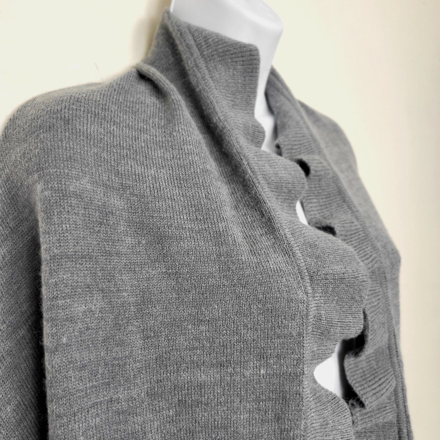AMRO1 - Nicole Miller grey wool blend shawl with ruffles. One size fits most