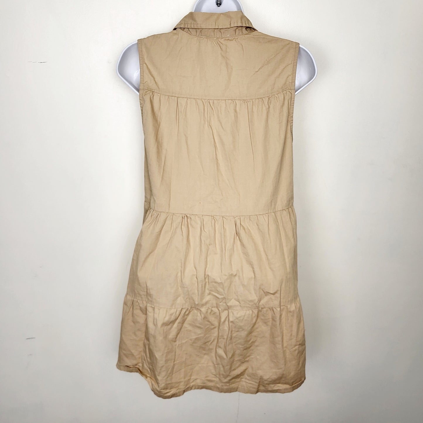CSEB1 - Retrod tan tiered sleeveless mini dress. Size medium