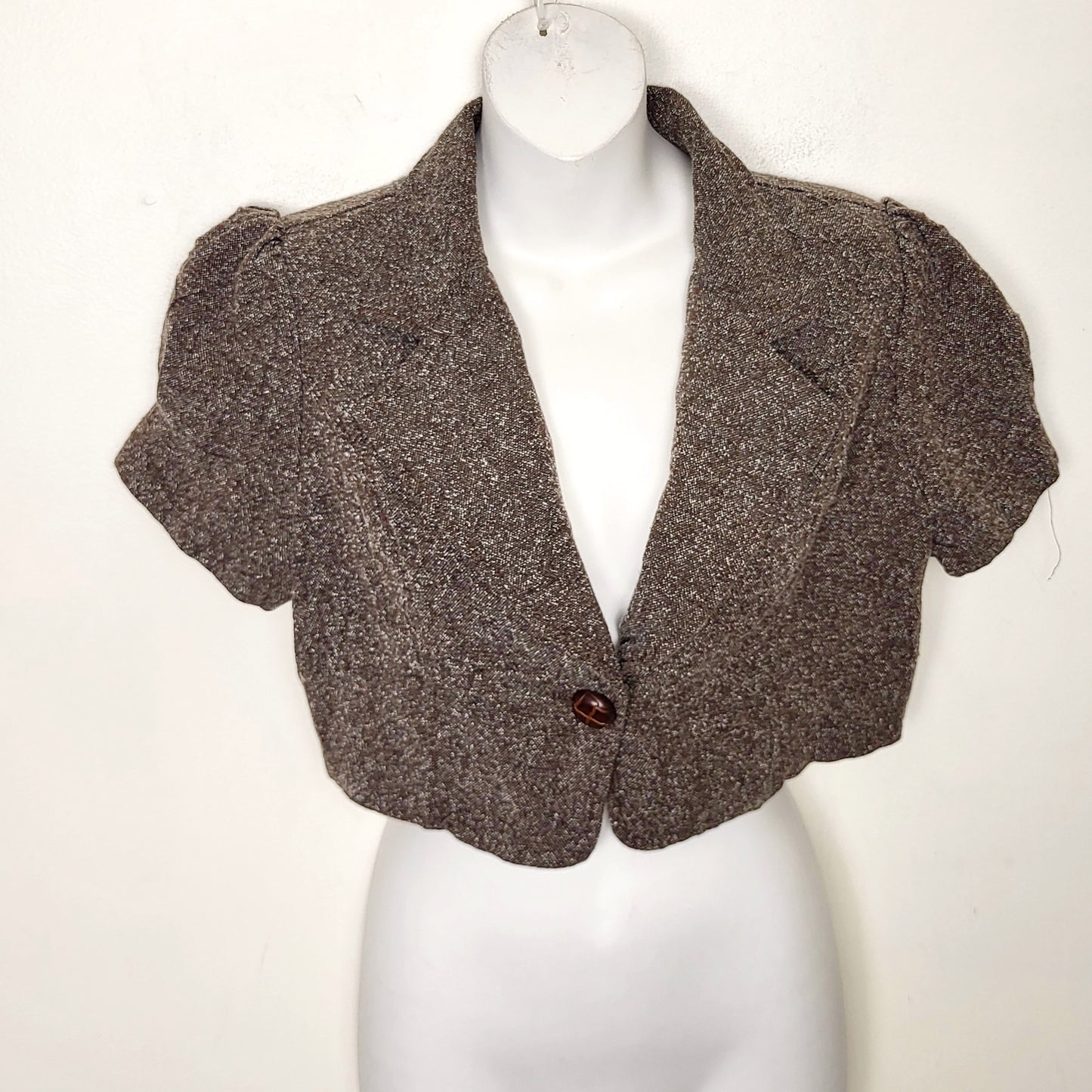 CSEB1 - Vintage Costa Blanca cropped twill blazer. Size large (measures as a medium)