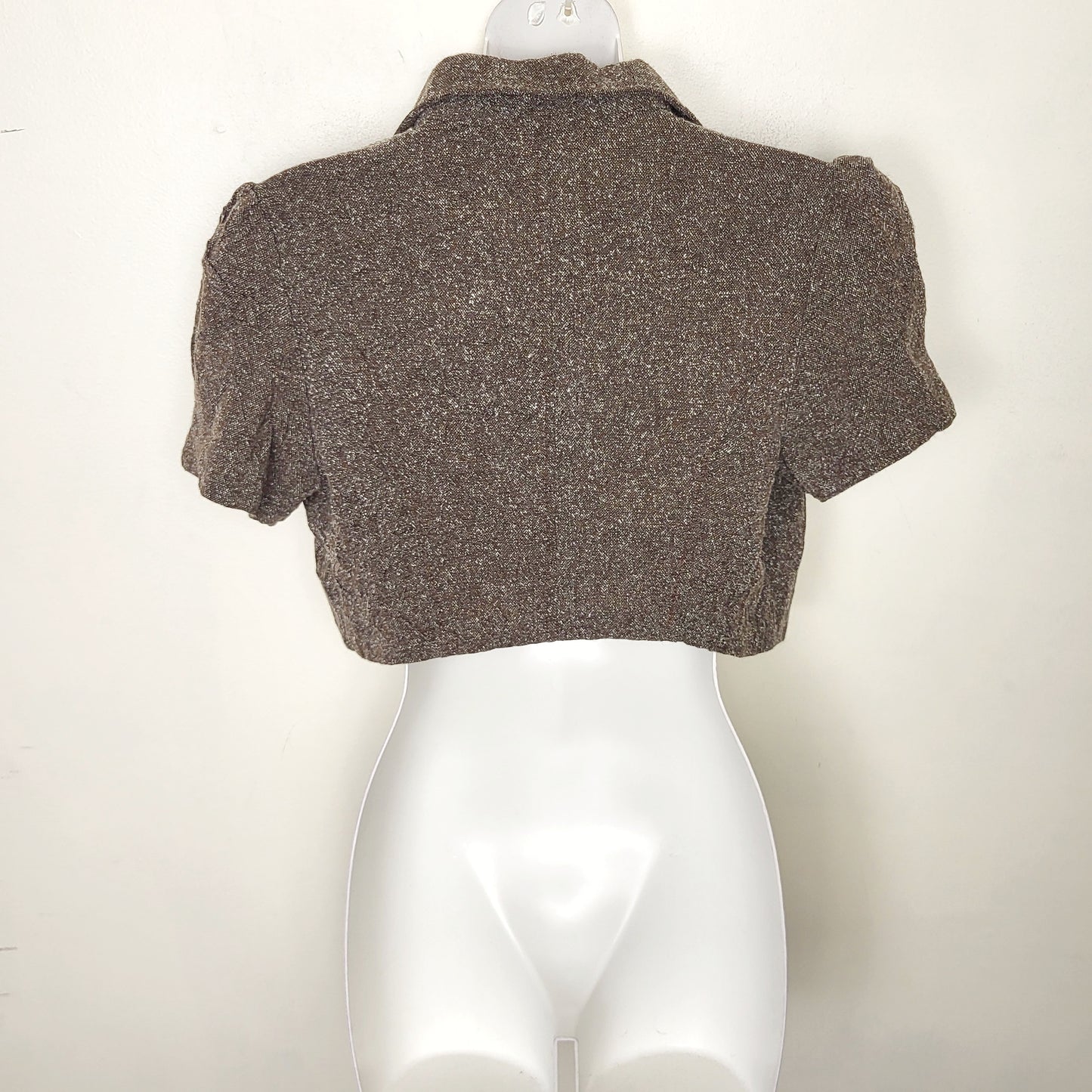 CSEB1 - Vintage Costa Blanca cropped twill blazer. Size large (measures as a medium)