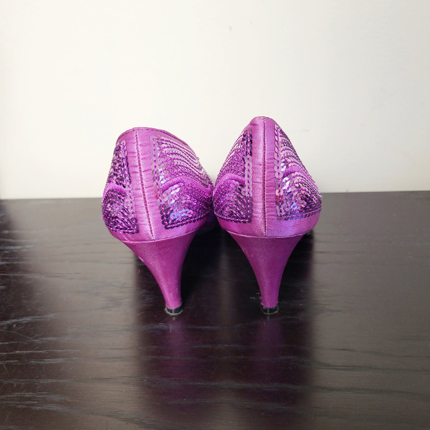 CSEB - Lunedi purple sequin peep toe heels. Size 36 (US size 5.5/6)