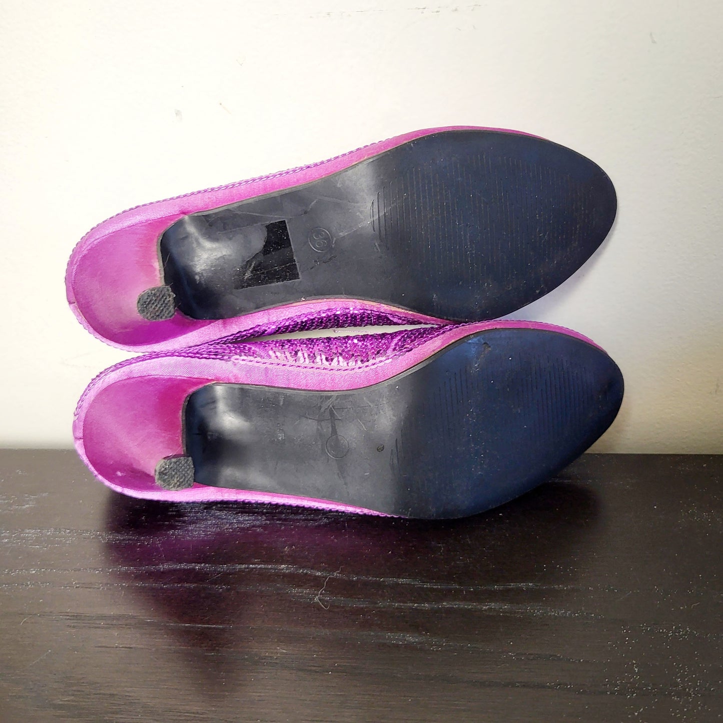 CSEB - Lunedi purple sequin peep toe heels. Size 36 (US size 5.5/6)