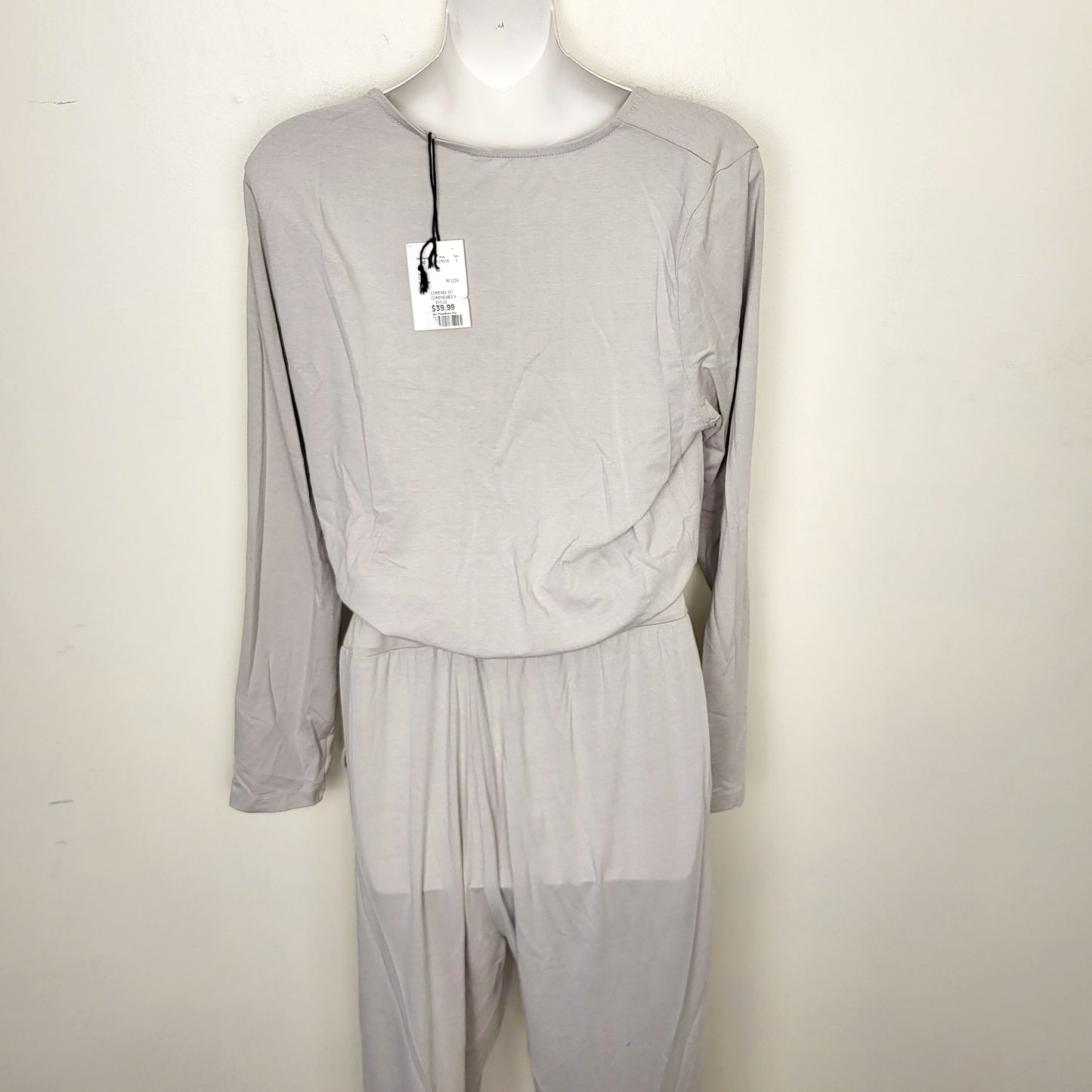 BBIN2 - NEW - TTFN grey faux wrap Modal/Cotton blend jumpsuit. Size large