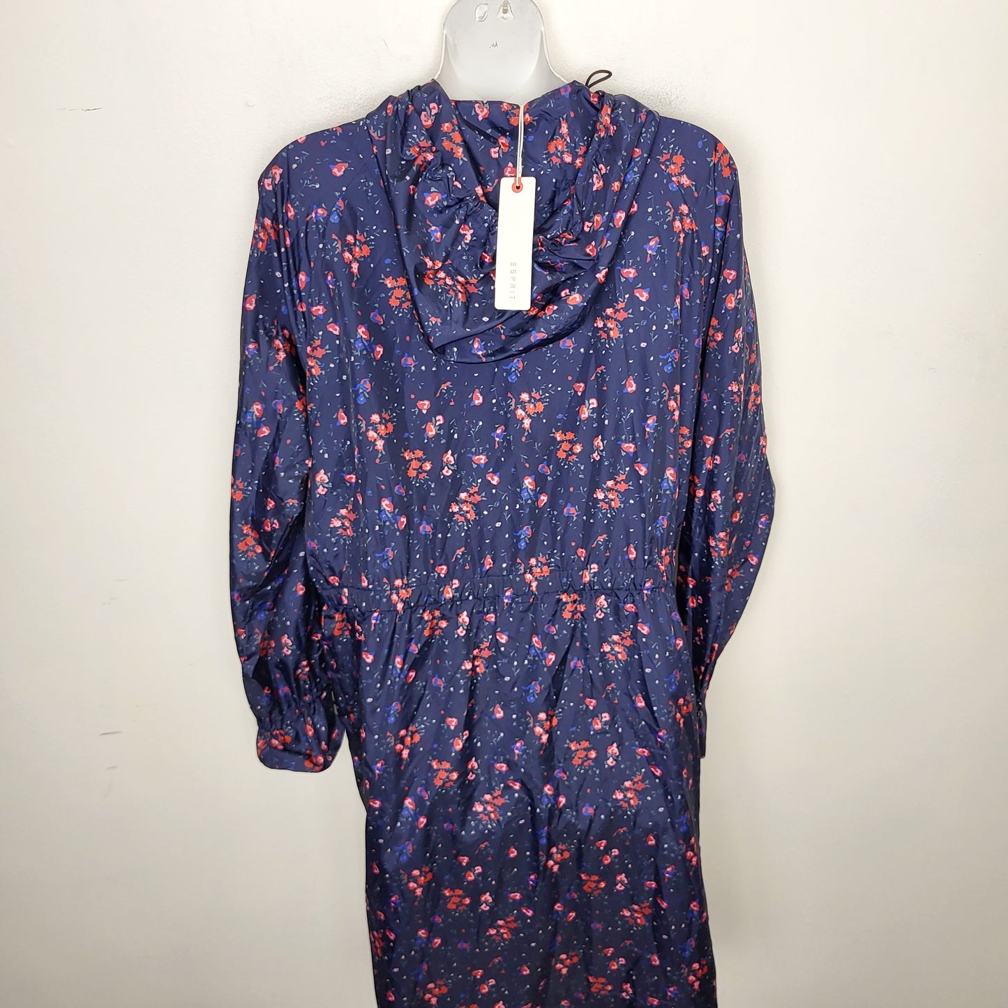 BBIN2 - NEW - Esprit navy floral print hooded nylon jacket. Size medium