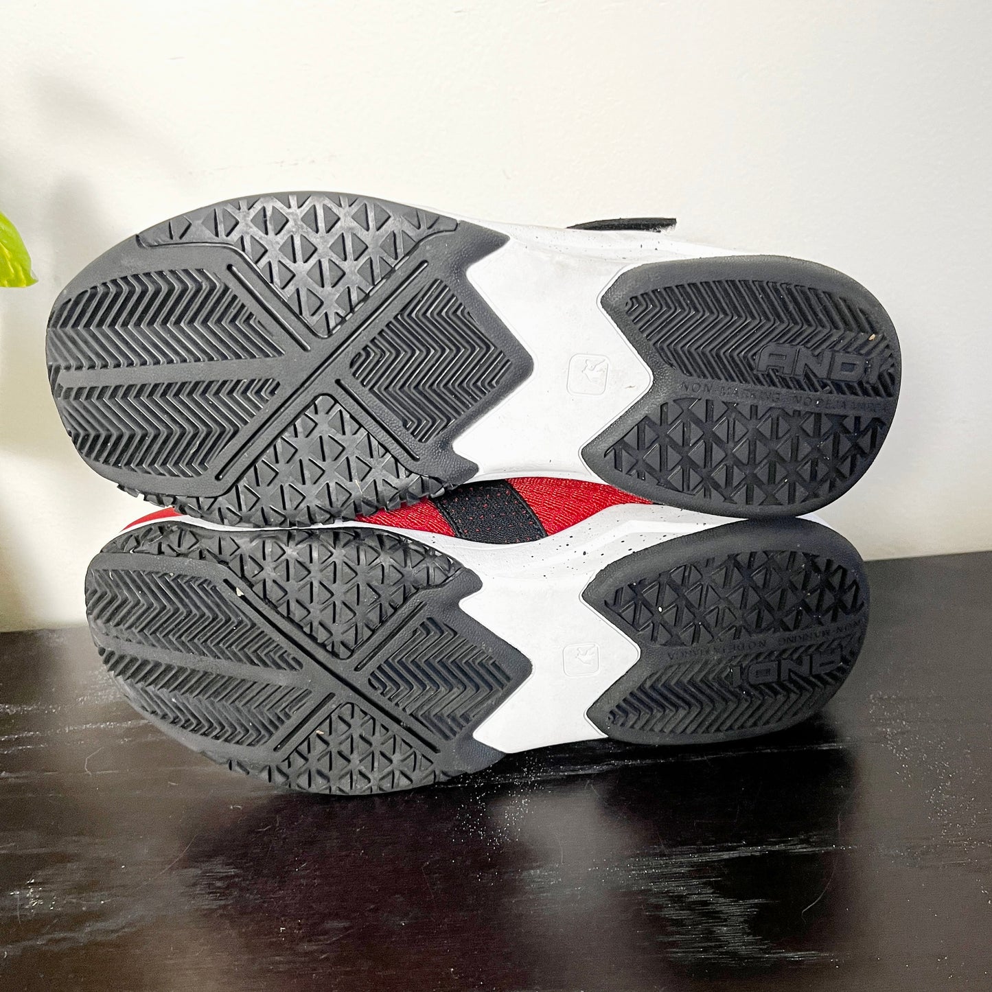 NOFF1 - AND1 red and black velcro running shoes. Men's size 6