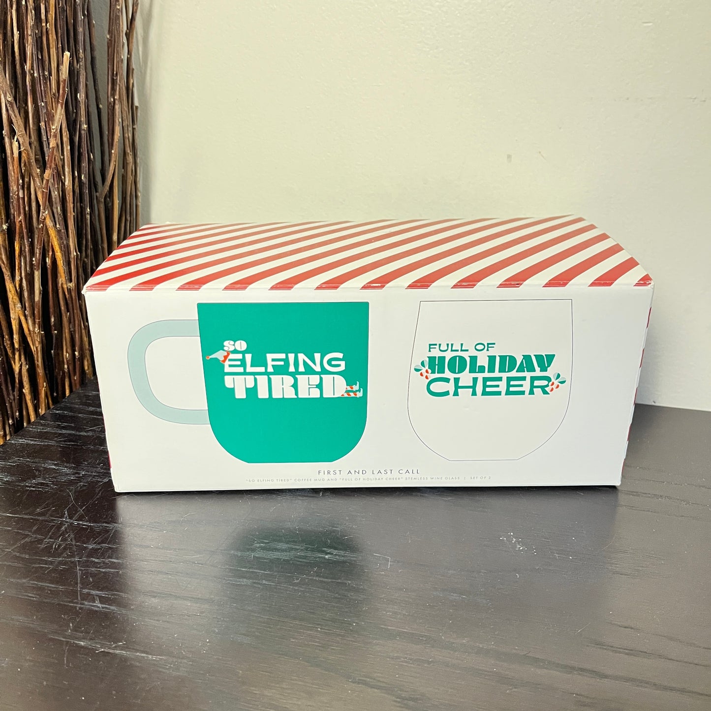 MBRS2 - NEW in box - Indigo Christmas mug and wine class set. LOCAL pick up or delivery only