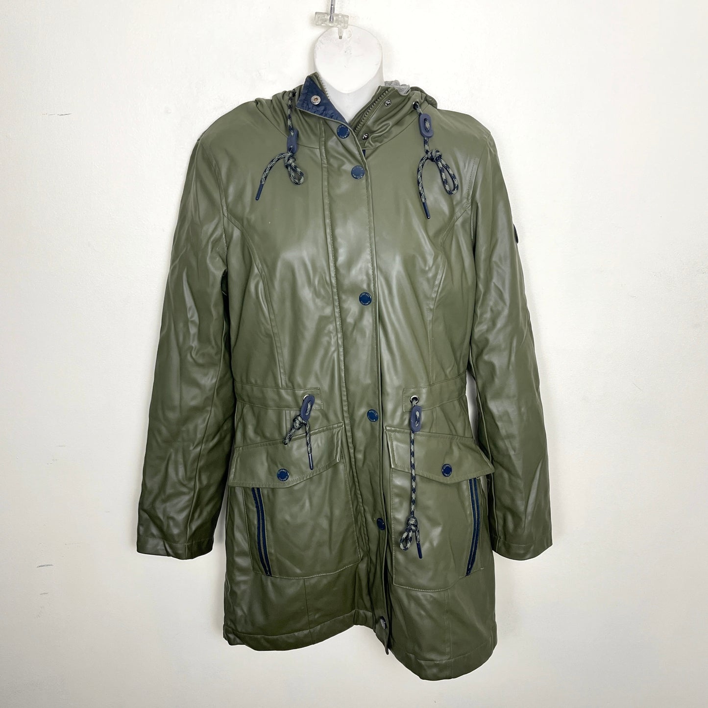 ESZ - Tom Tailor green jersey lined hooded rain coat. Size XS