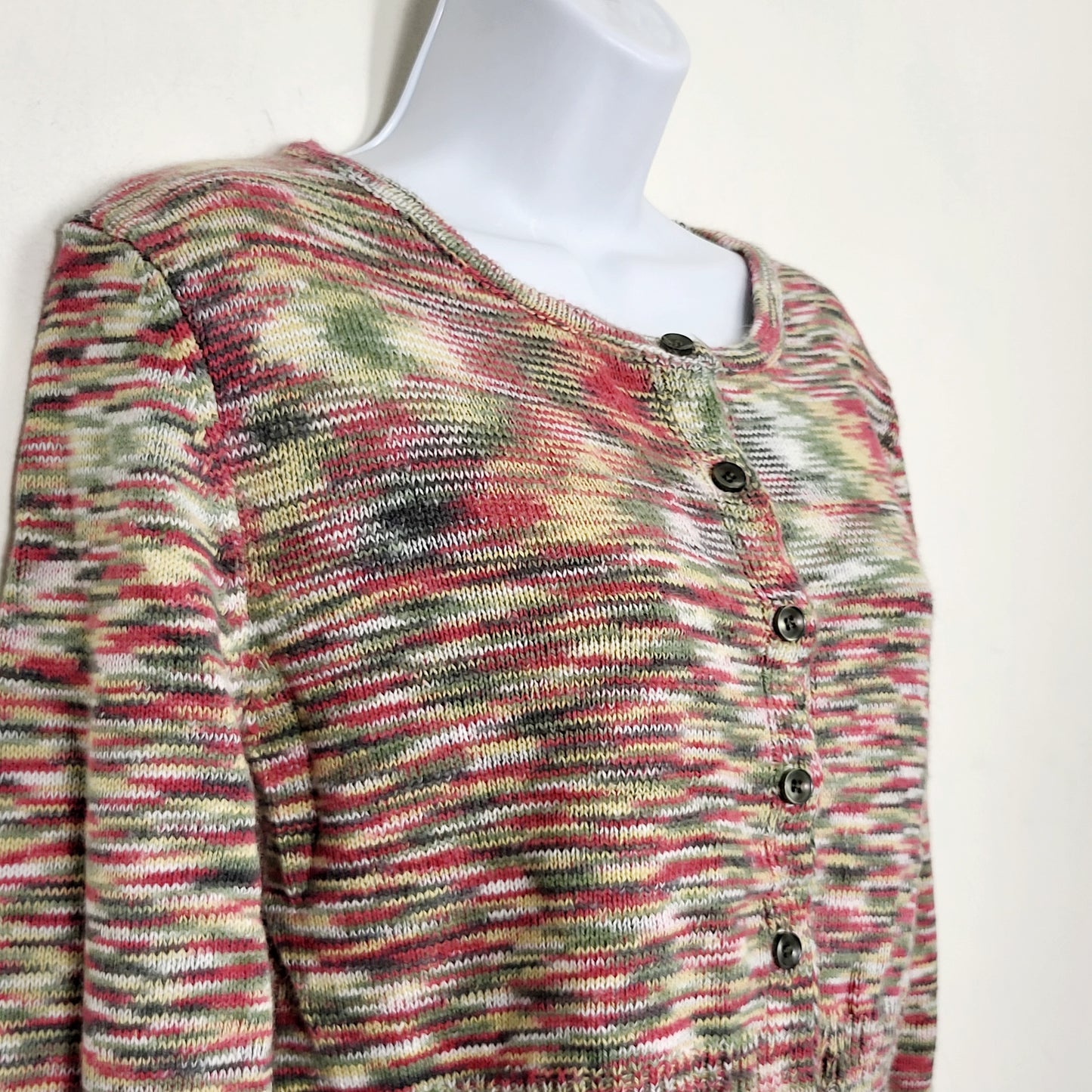 JECH1 - Buttermelon multi-colour cropped cardigan sweater. Size medium