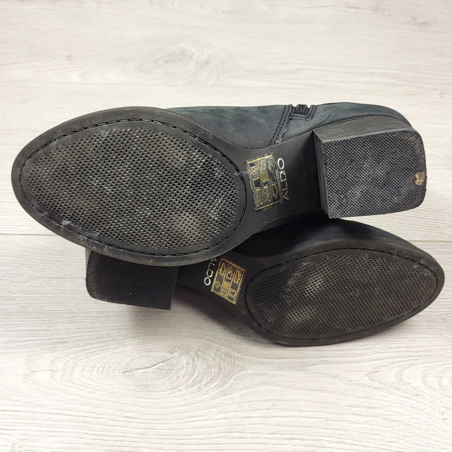 CFTZ2 - Aldo black leather ankle boots with block heels. Size 6.5