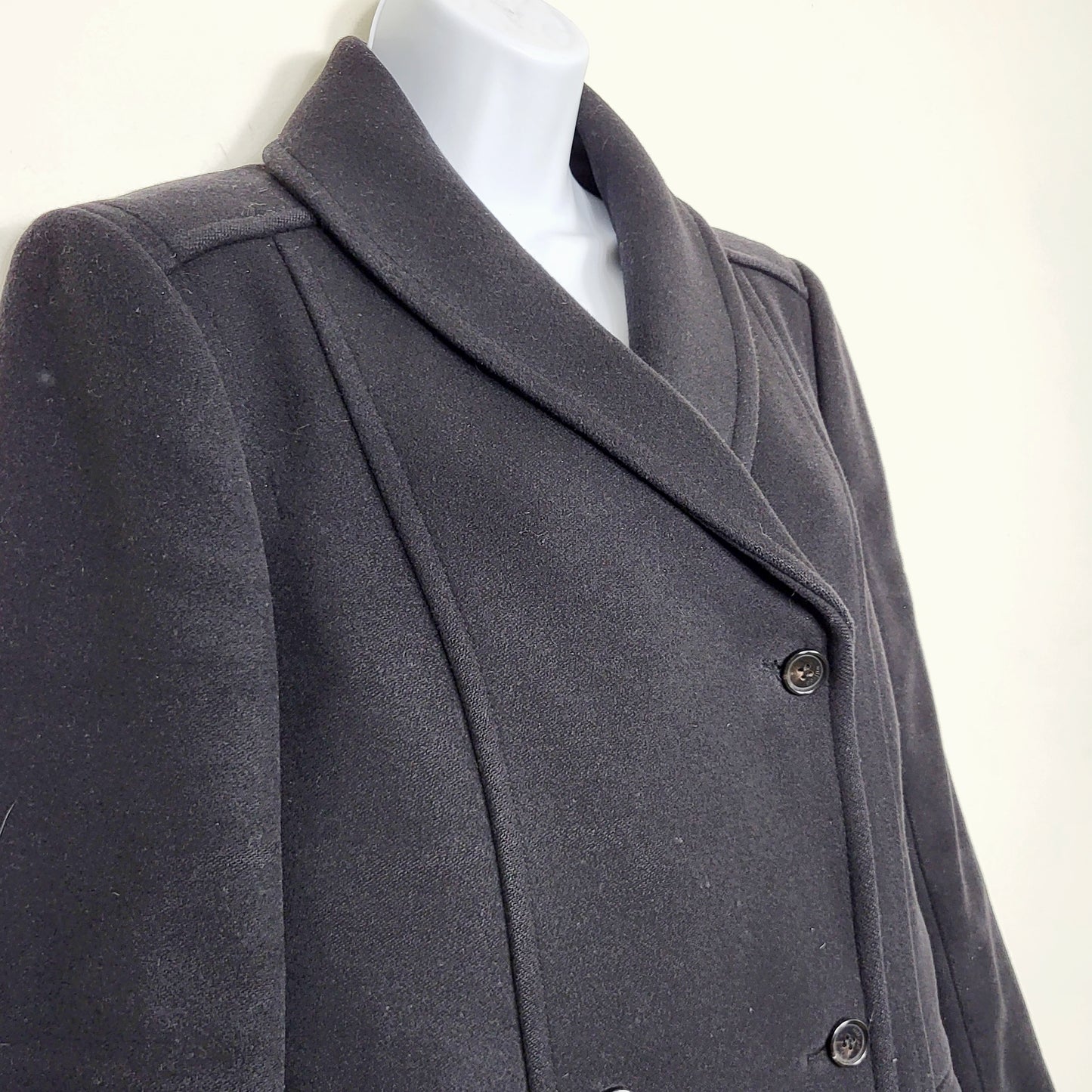 CKLB1 - Wilfred black double breasted wool + cashmere jacket. Size medium