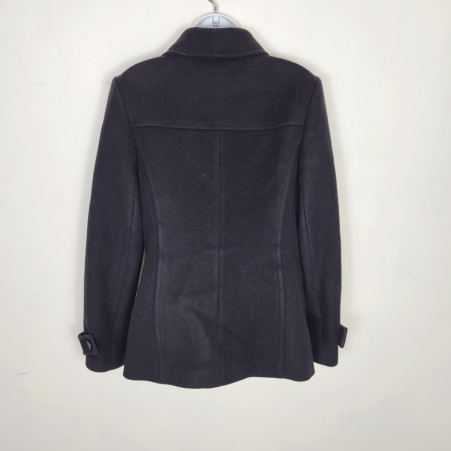 CKLB1 - Wilfred black double breasted wool + cashmere jacket. Size medium