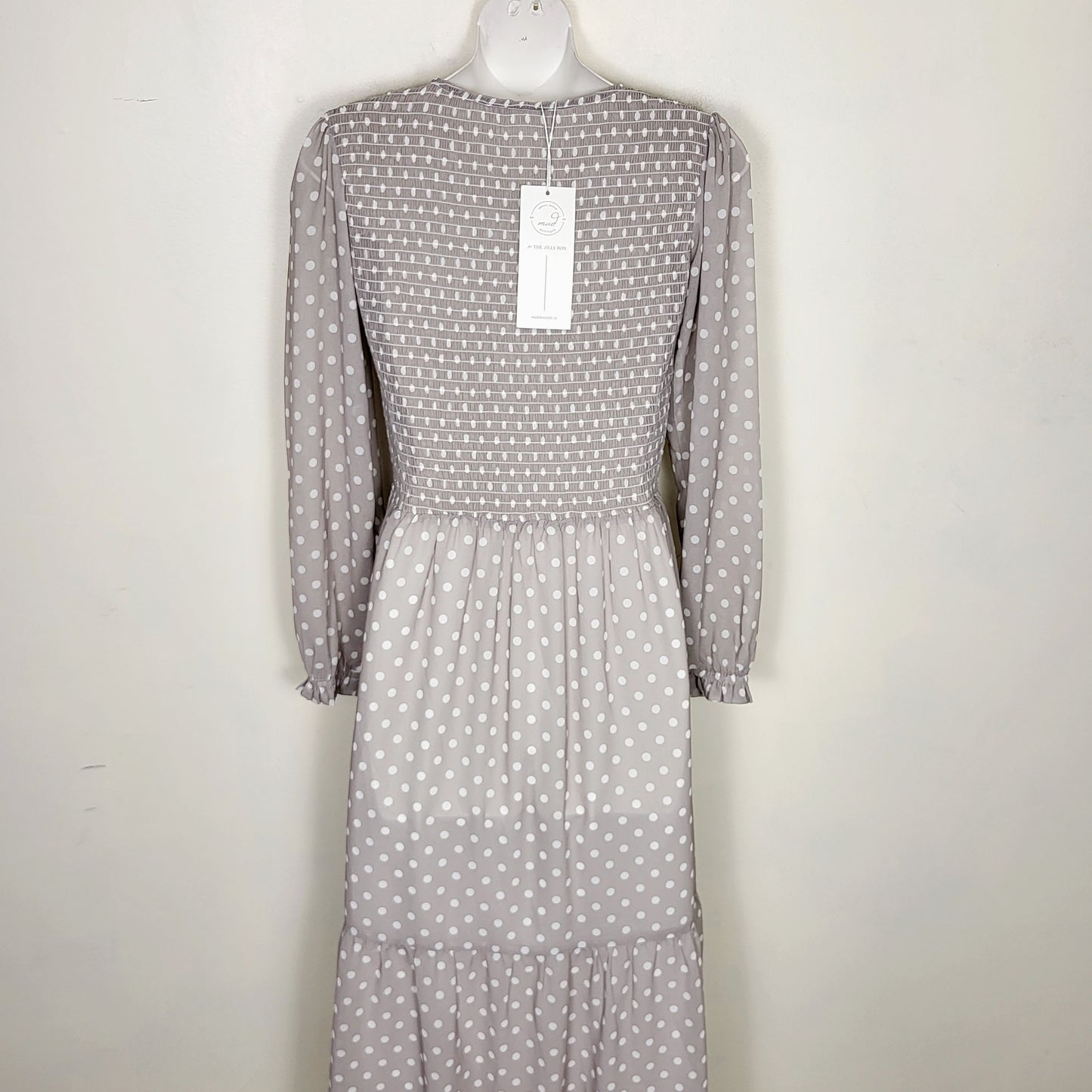 CKLB1 - NEW - Mad About Style X Jilly Box "Grace" Birch Dot Midi Dress. Size small