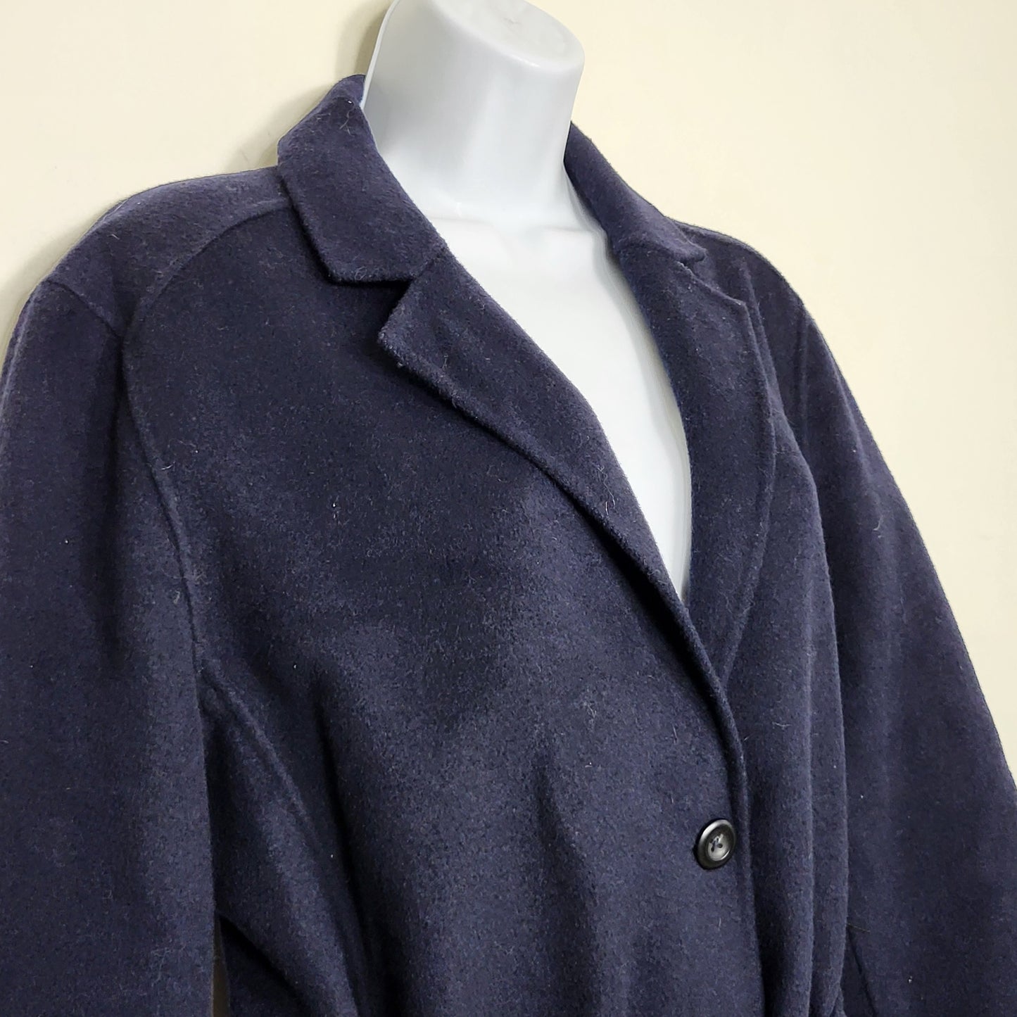 CKLB1 - Gap navy belted wool blend pea coat trench. Size large TALL