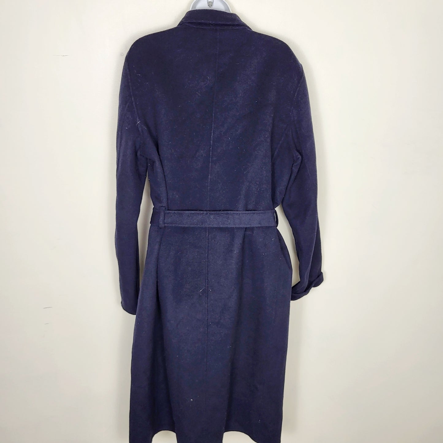 CKLB1 - Gap navy belted wool blend pea coat trench. Size large TALL