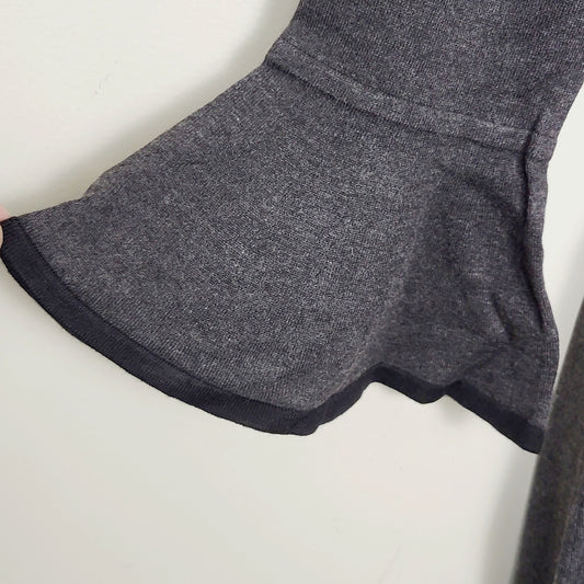 AMLE1 - Calvin Klein grey knit midi dress with bell sleeves. Size small