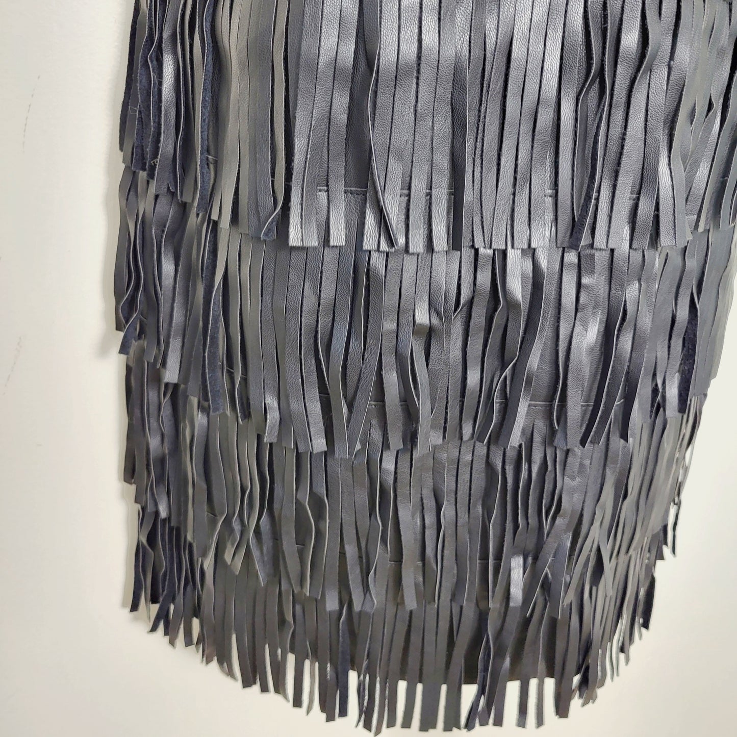 AMLE1 - Guess black faux leather fringe dress. Approx size small