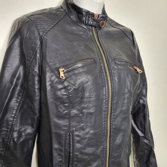 AMLE - Guess black faux leather motorcycle jacket. Size small