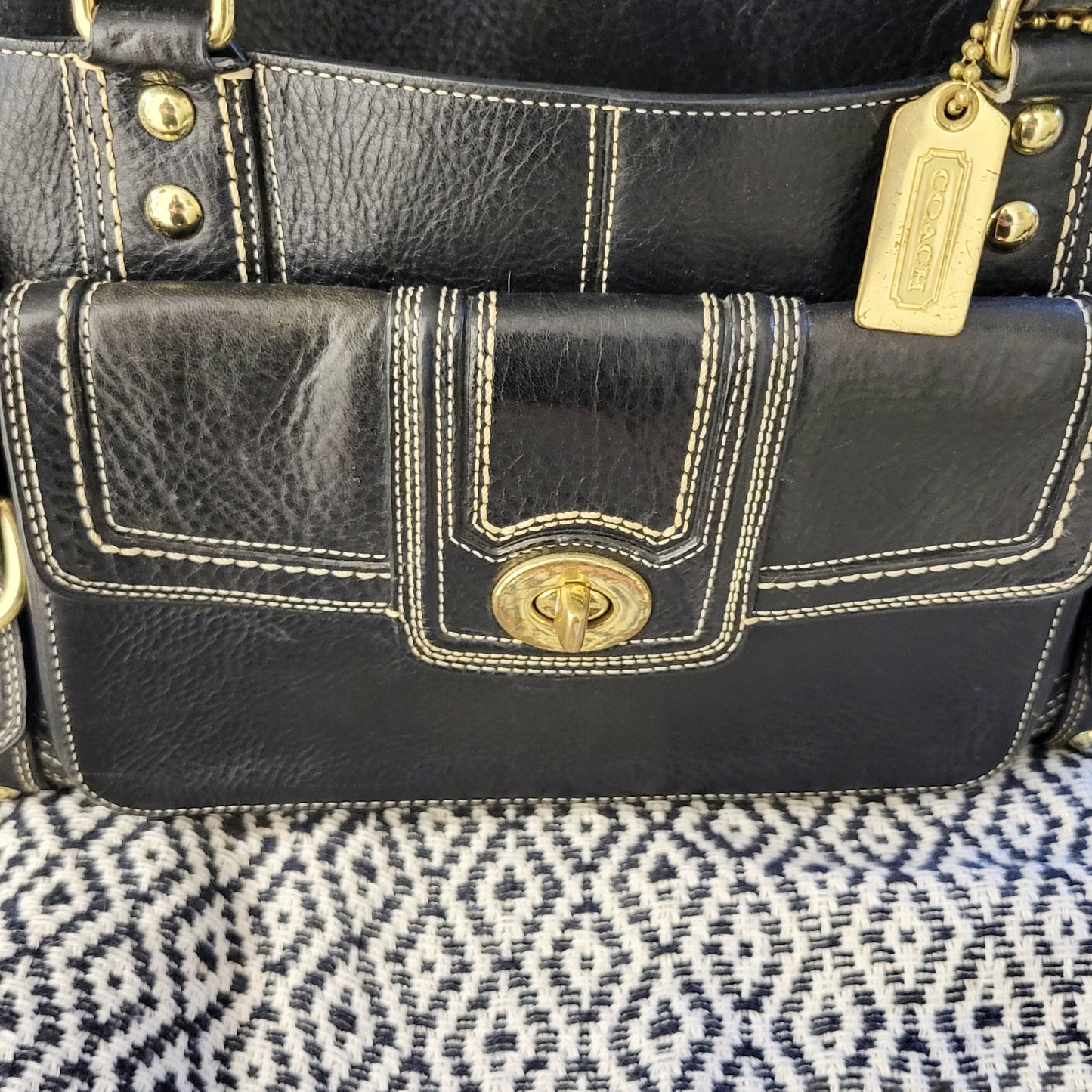 JKZ1 - Coach black Hamptons Miranda Satchel Tote